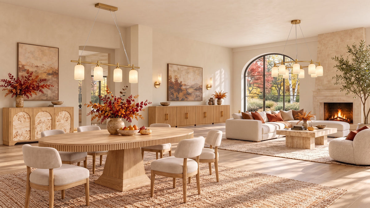 How to Layer Lighting in an Open-Concept Living and Dining Room