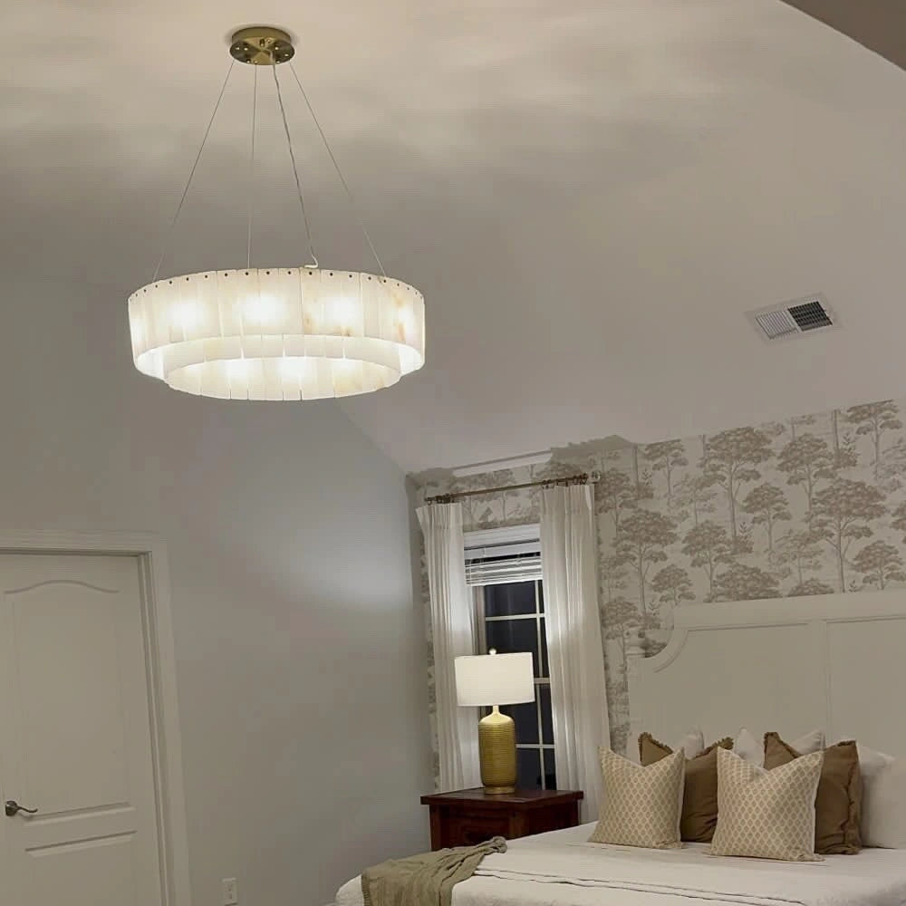 Sawyer Alabaster Round Chandelier 31.5"