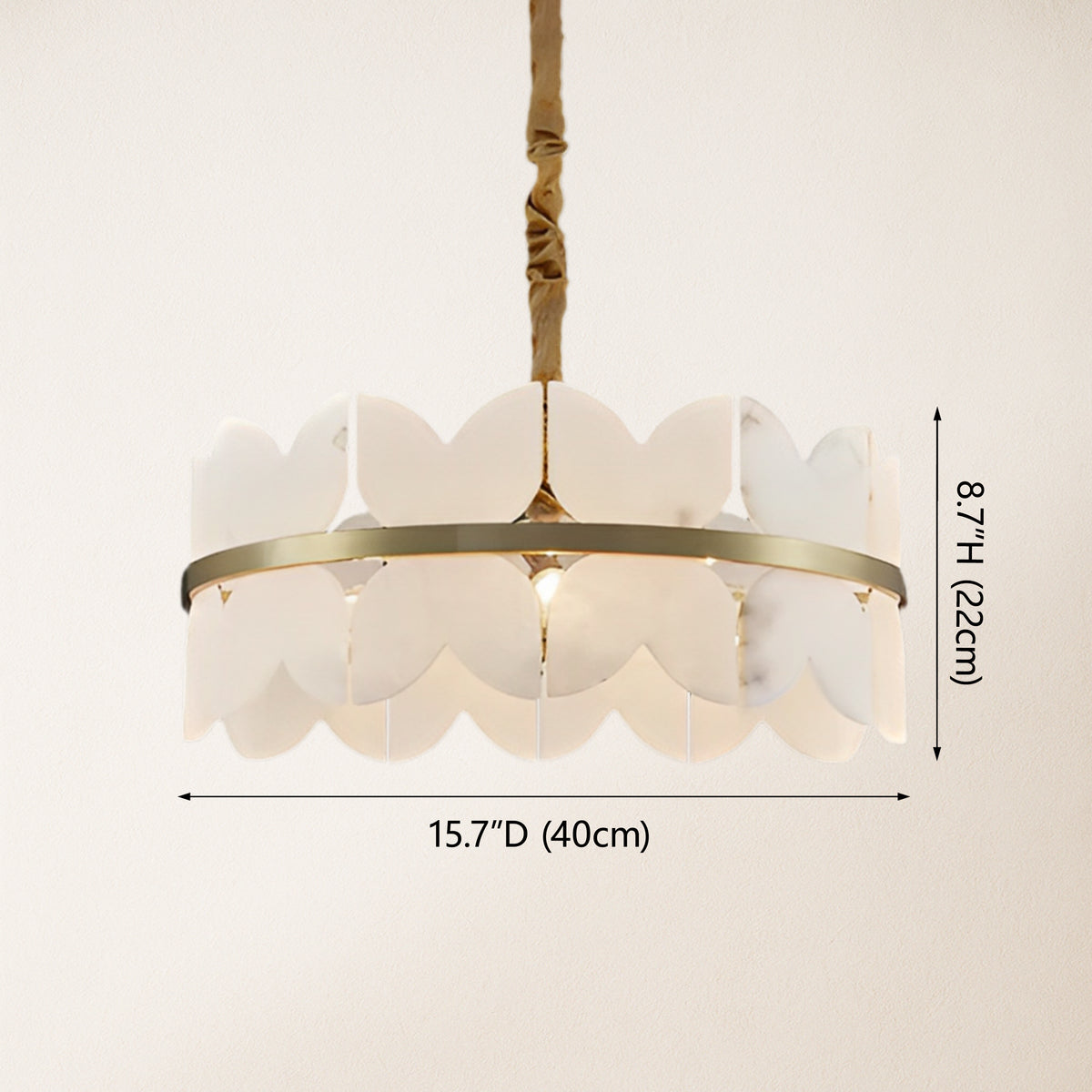 Cloudscape Alabaster Brass 1-Layer Chandelier 16"D