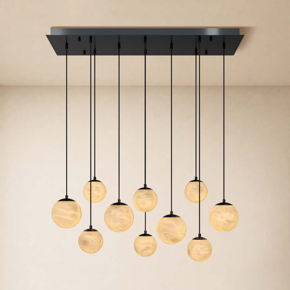 Elviora Resin Alabaster Globe Rectangular Chandelier