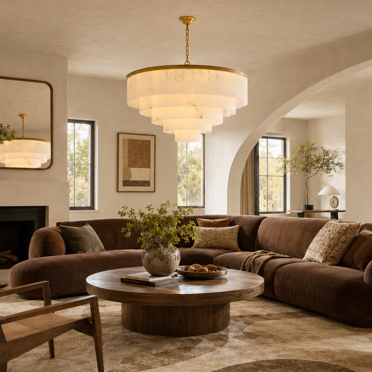 Montrava Alabaster Tiered Round Chandelier