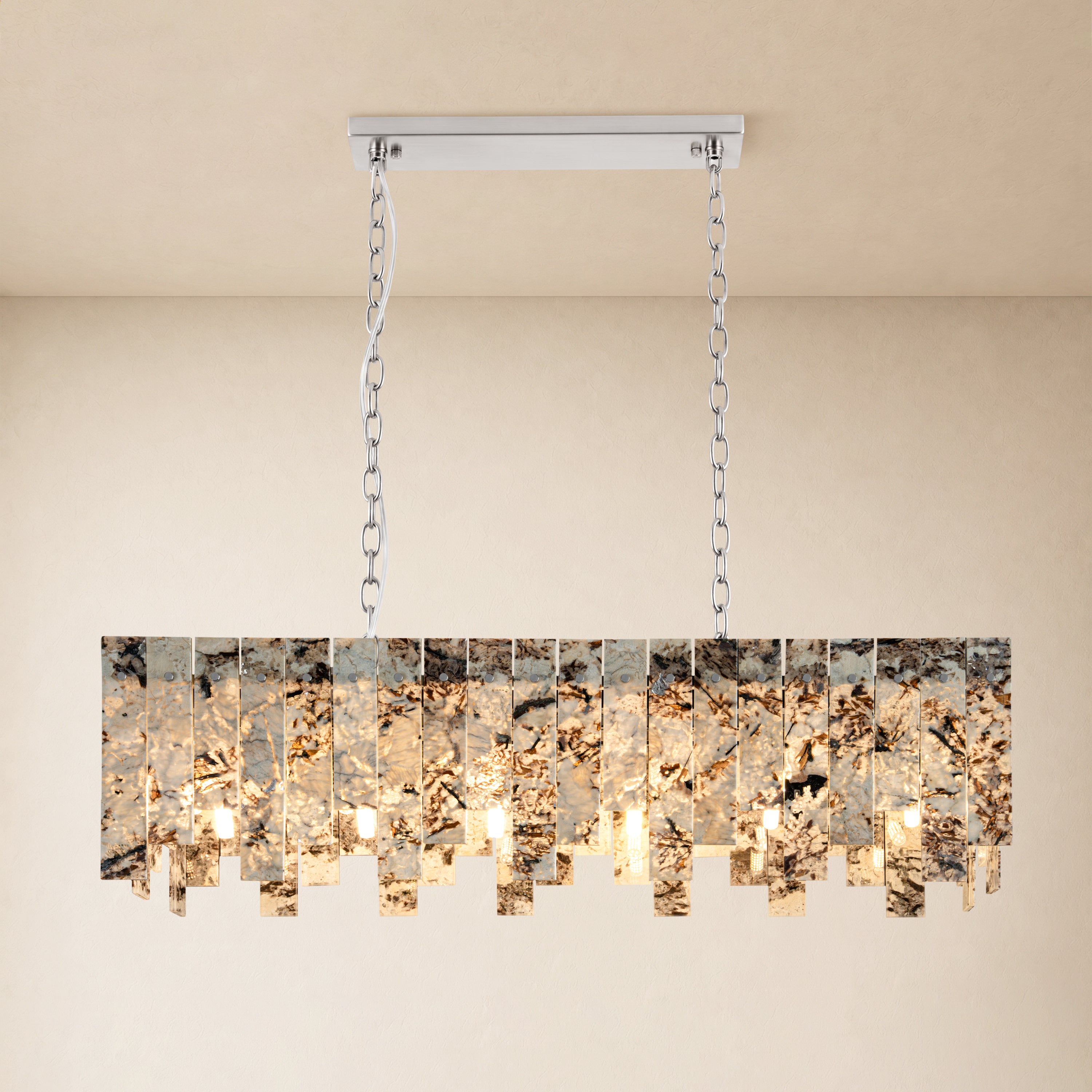 Pietra Quartzite Rectangular Linear Chandelier 36" 40"W
