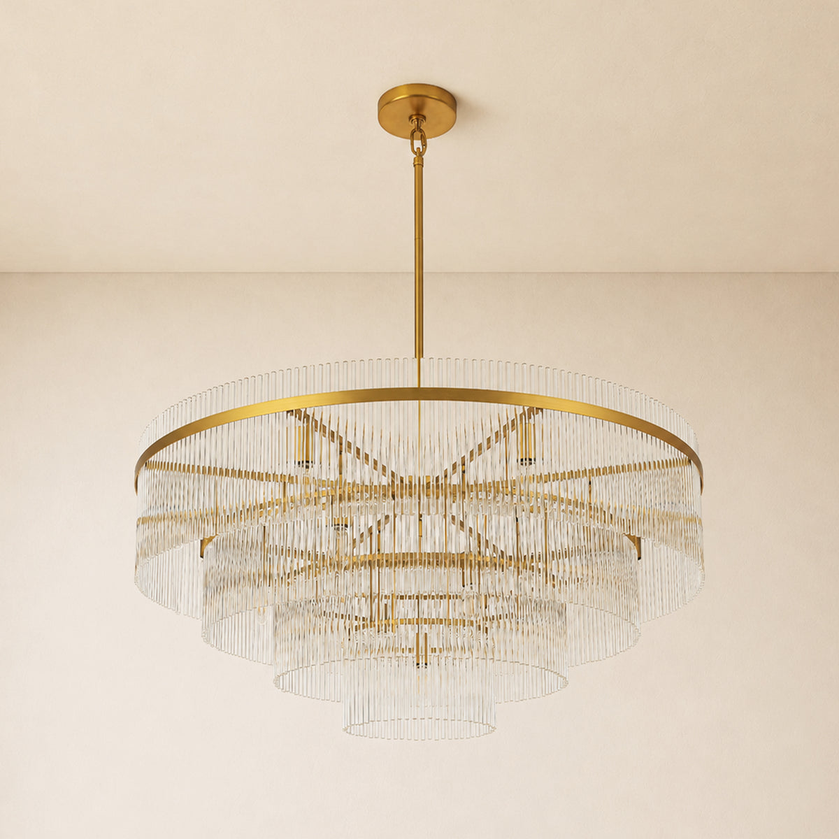 Elyndra Glass Rod Tiered Round Chandelier 30" 40" 50"D
