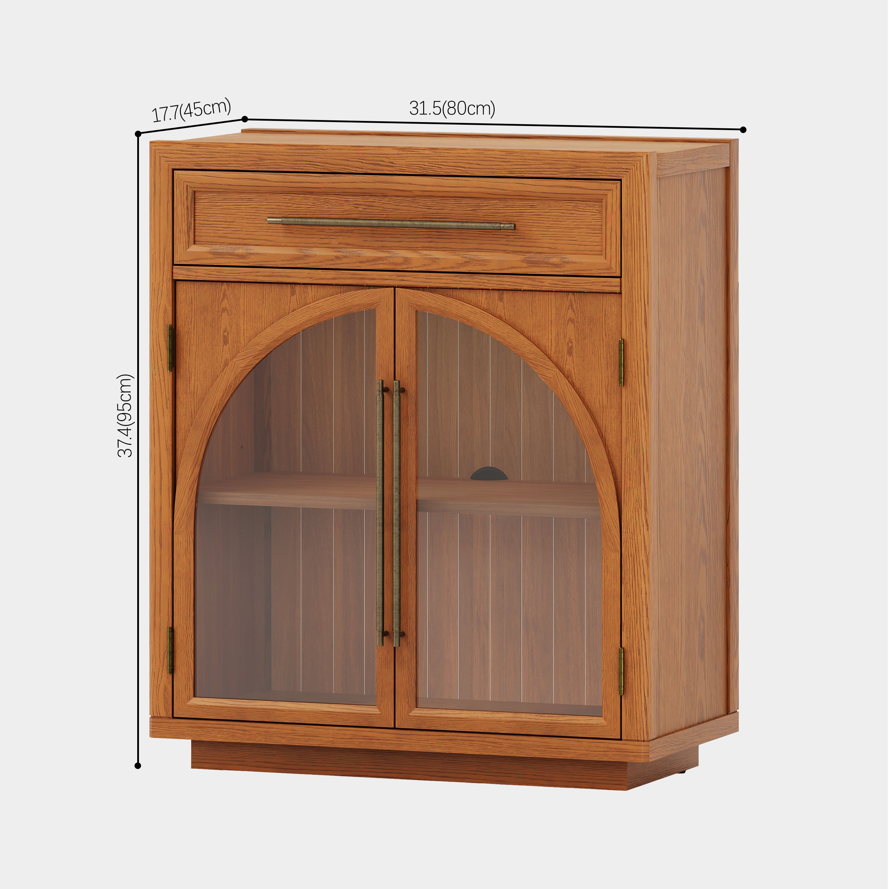 Alvar Arched 32" Oak Storage Cabinet with Drawers