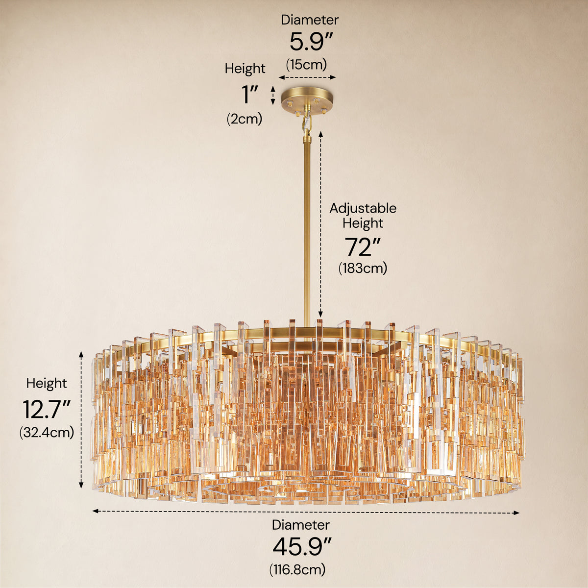 Cirelle Crystal Round Chandelier 45.9"D