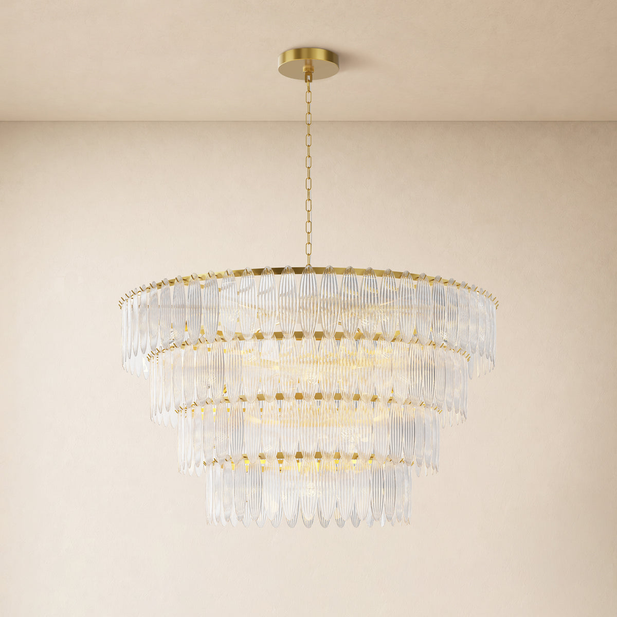 Ardelyne Glass Four-Tier Round Chandelier 48"D
