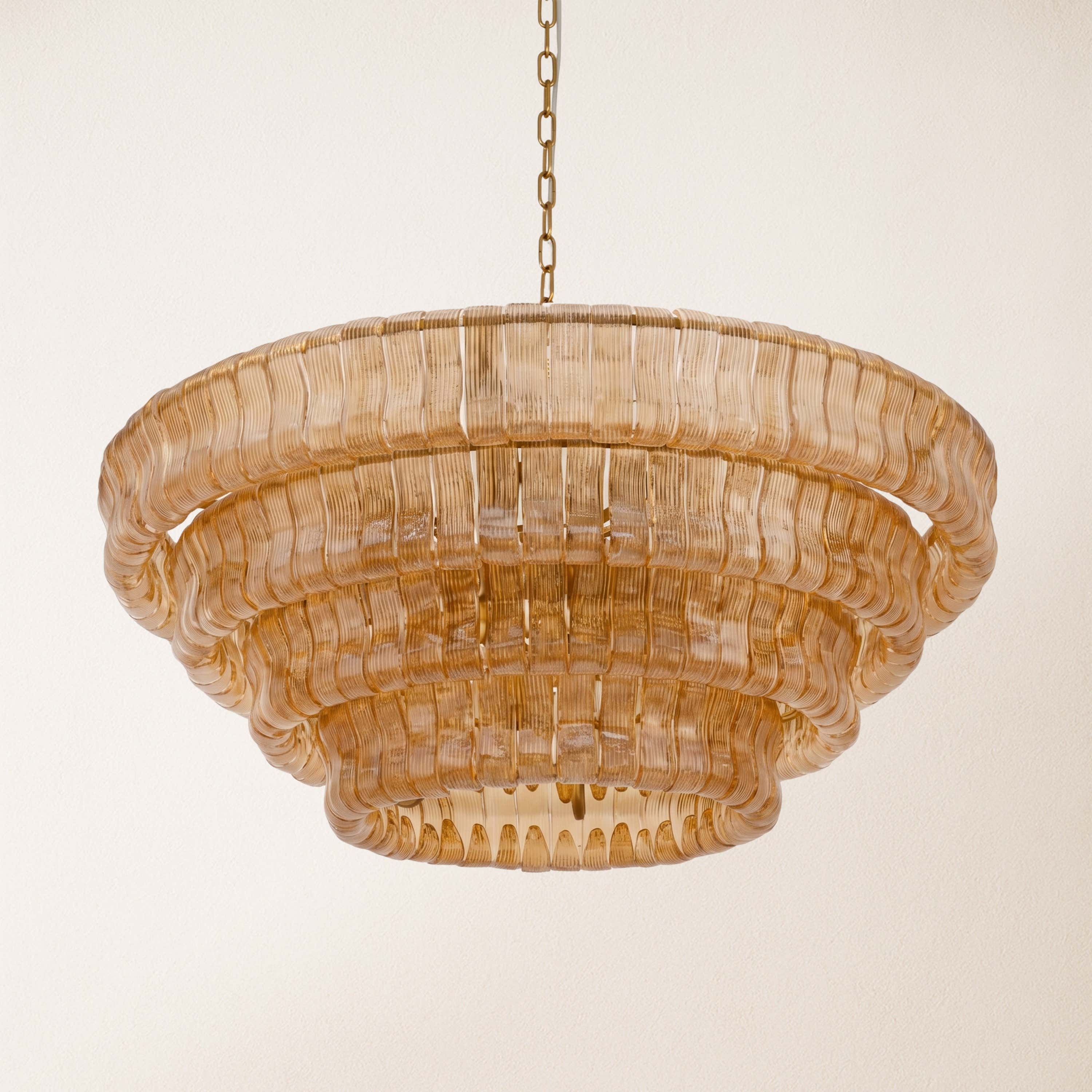 Ondalia Tiered Glass Round Chandelier 36"D