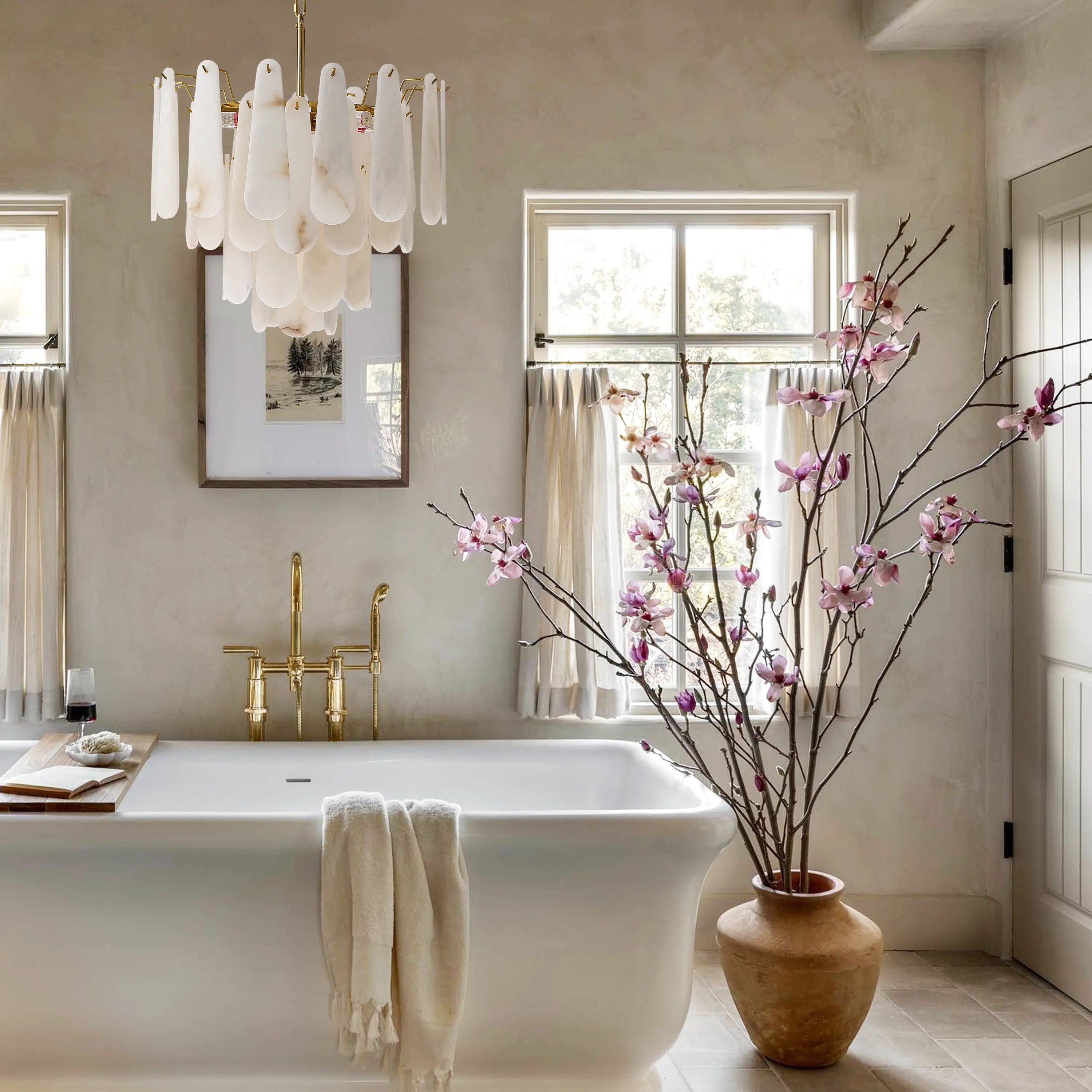 Caldera Alabaster Round Chandelier 22"