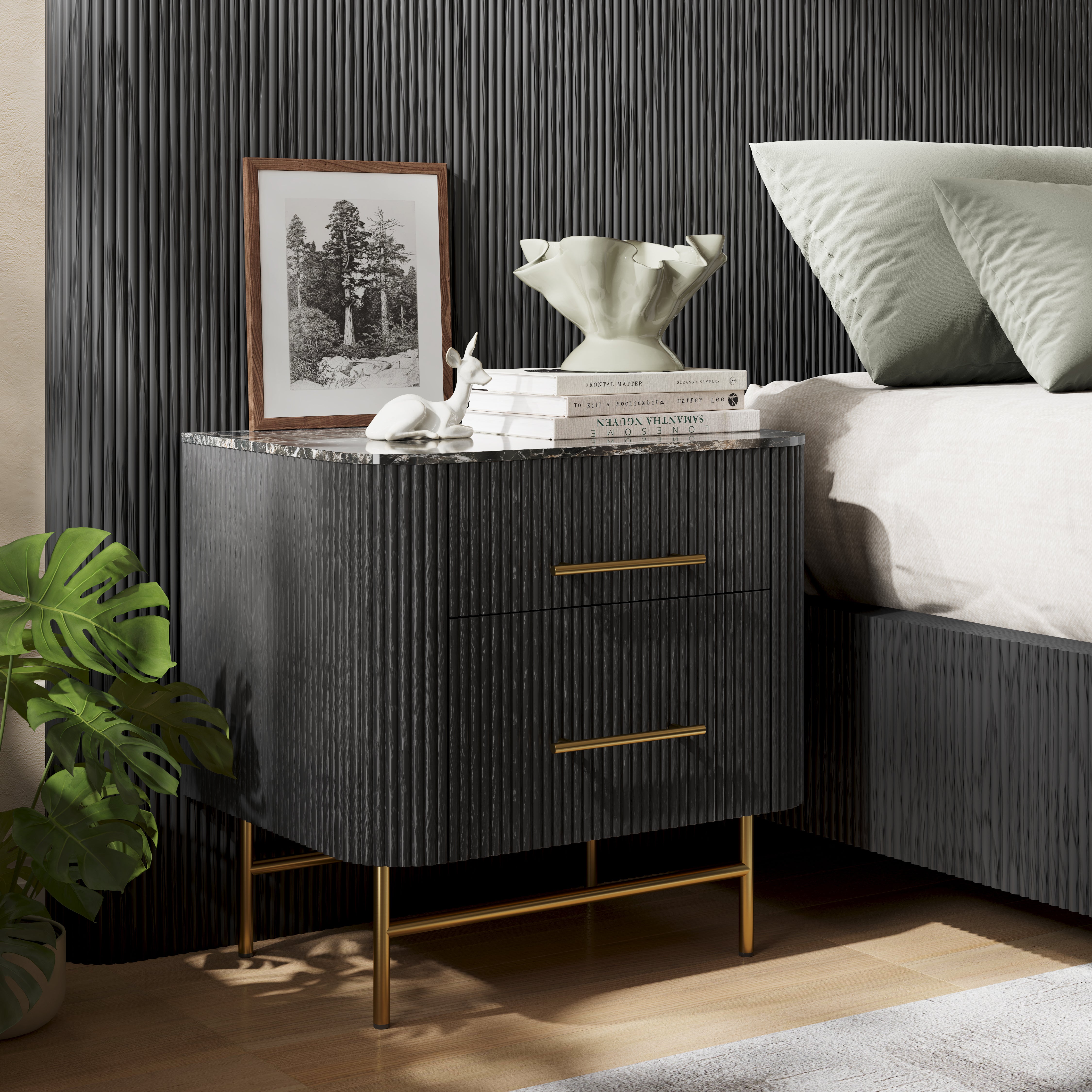 Ewan Sintered Stone Nightstand 26"W