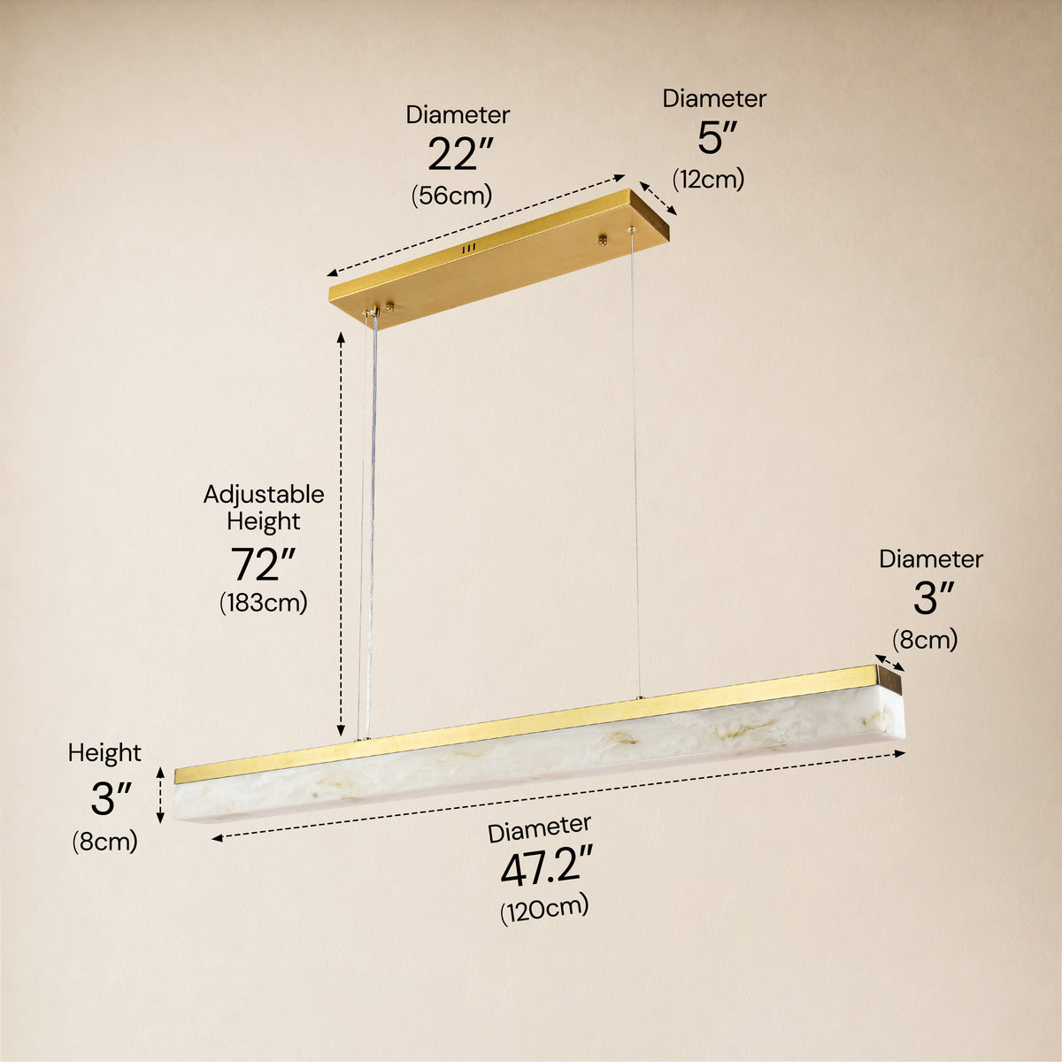 Solvane Resin Linear Chandelier 47.2"W