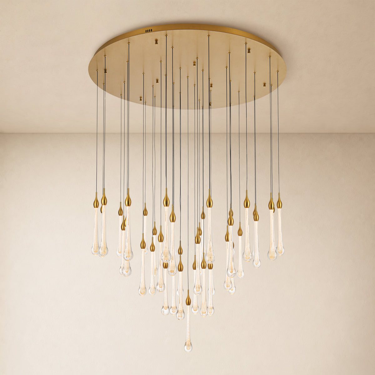 Olivene Glass Teardrop Round Chandelier 48"D