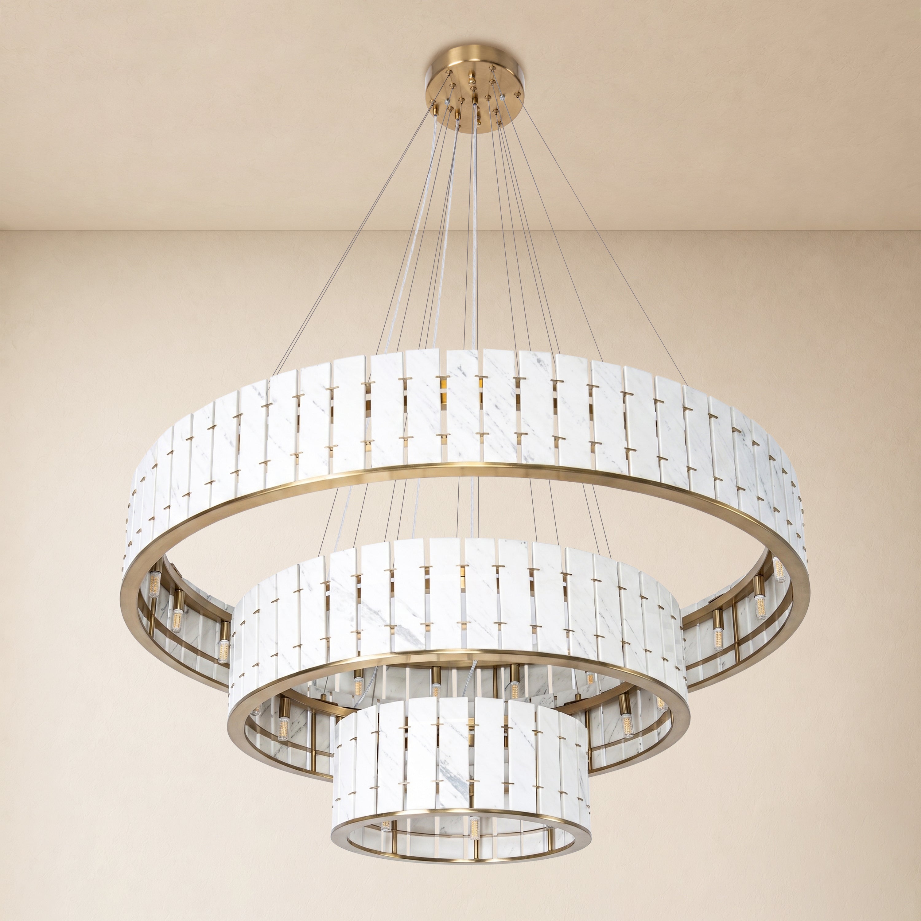 Pietra Marble Tiered Round Chandelier 49"D