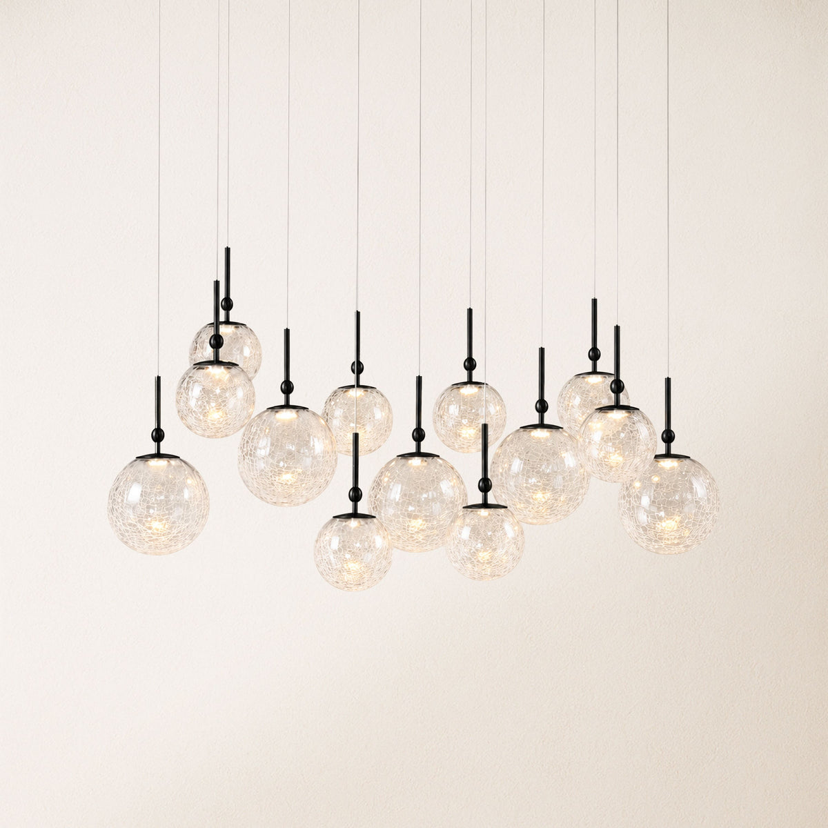 Elowen Crackled Glass Cluster Rectangular Chandelier
