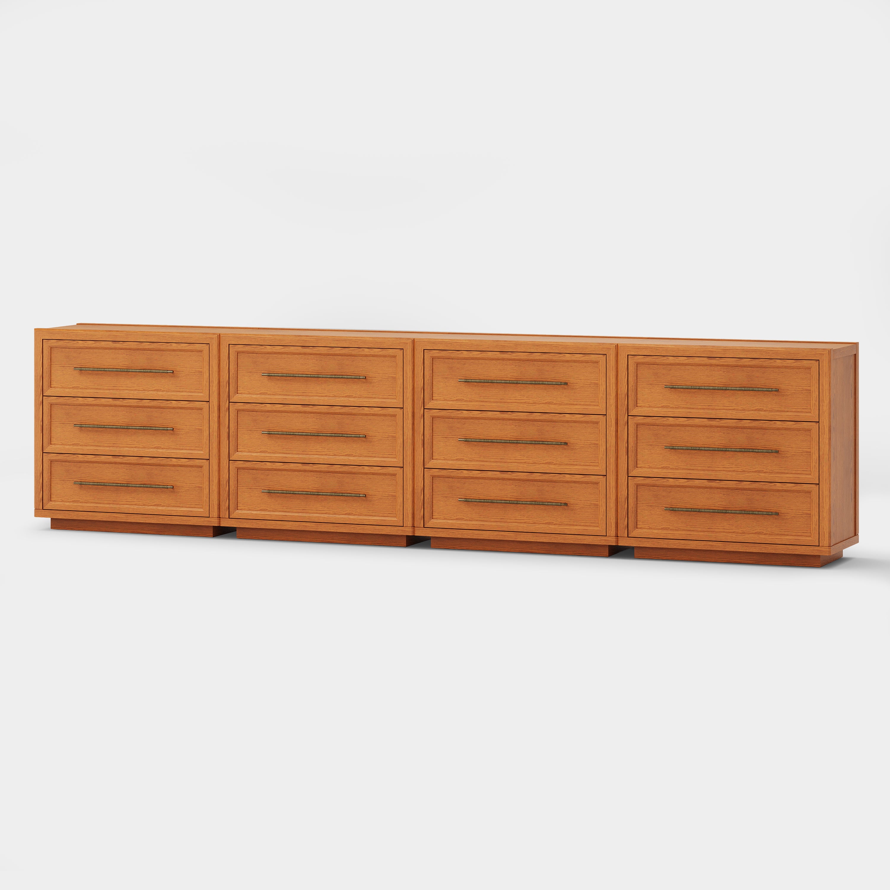 Alvar 126″ Oak 12-Drawer Chest(Set of 4)