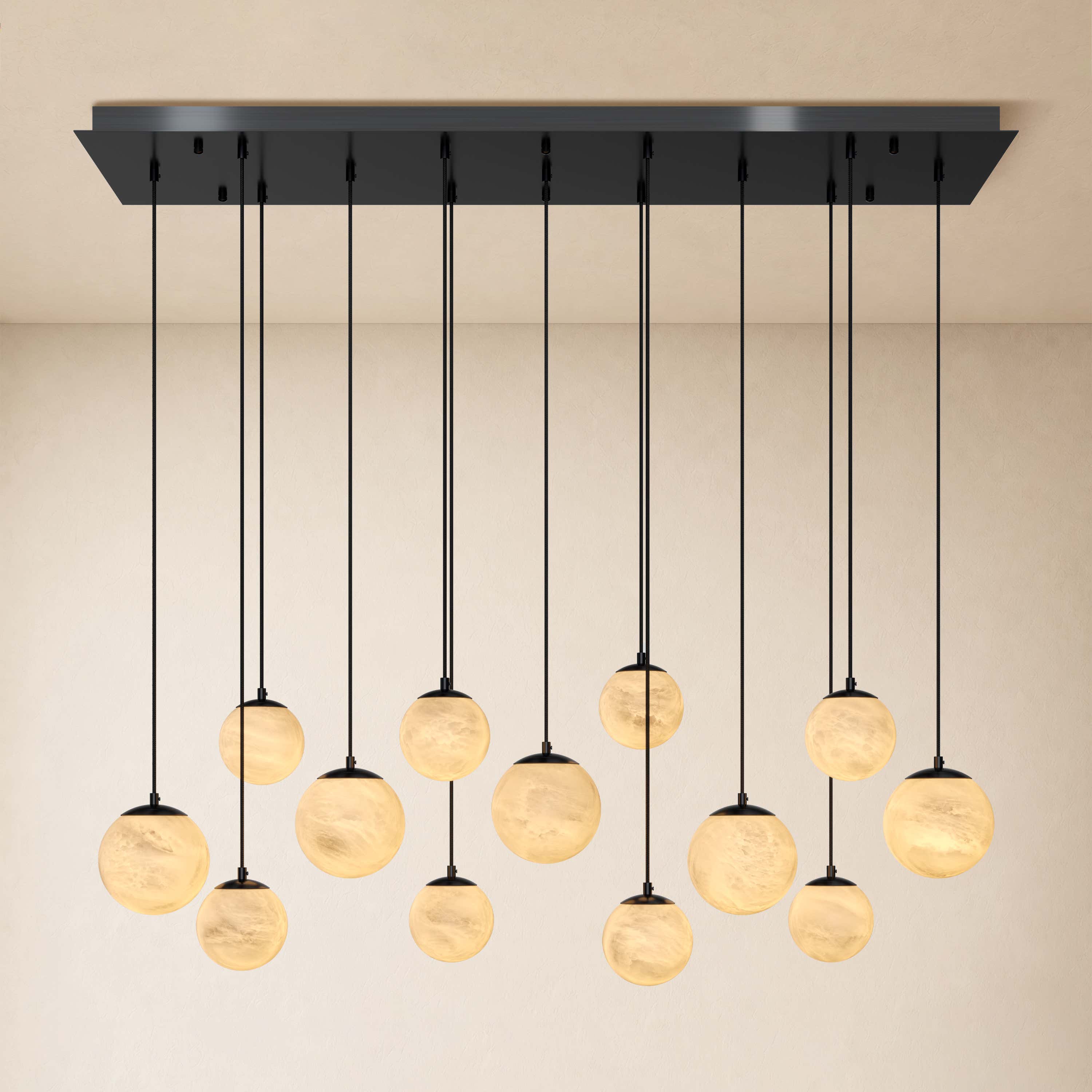 Elviora Resin Alabaster Globe Rectangular Chandelier
