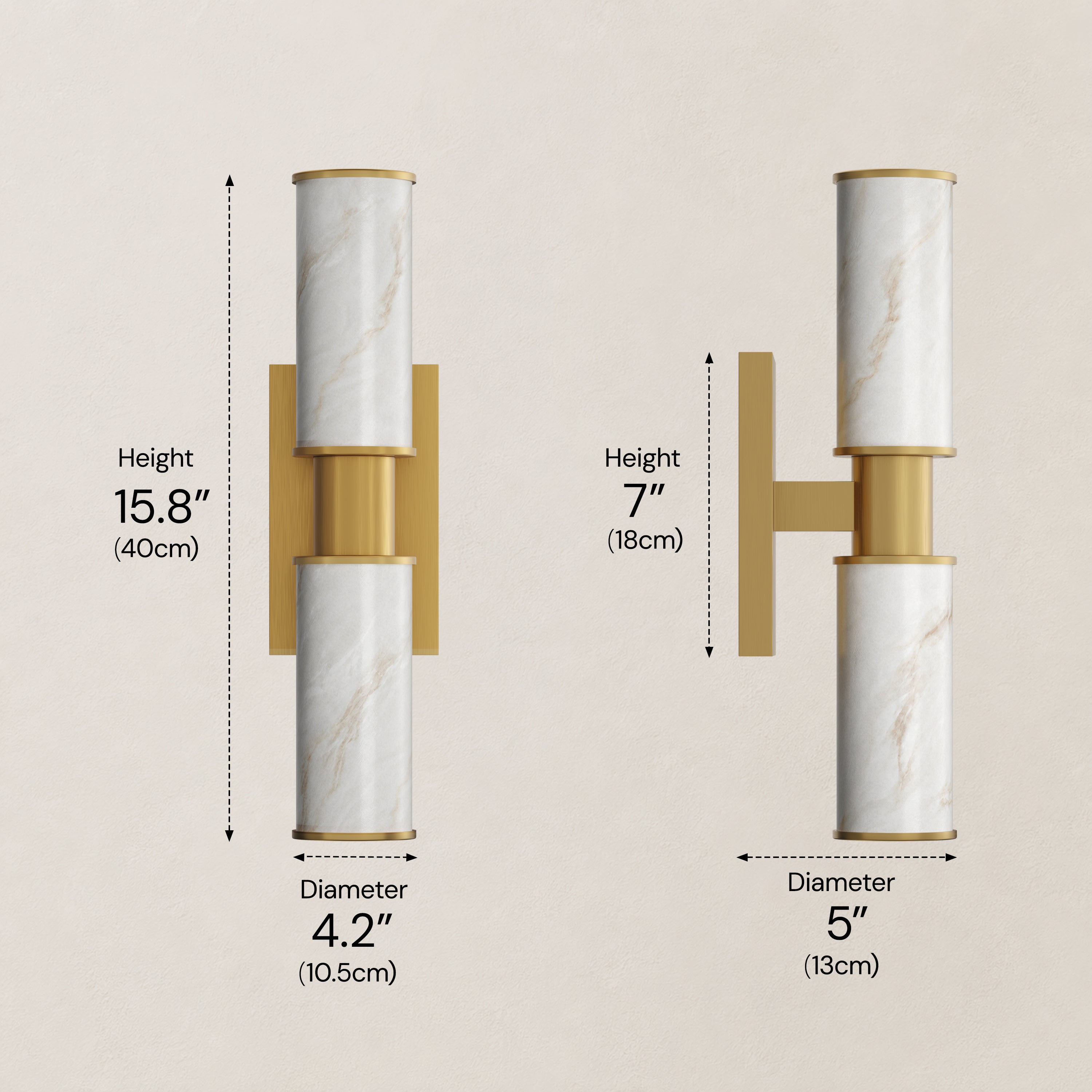 Nuvarelle Resin Double Cylinder Wall Sconce 15.8" 22"H