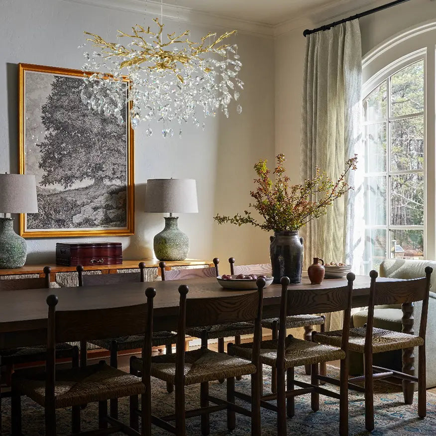 Frostleaf Crystal Cascade Branch Round Chandelier 30"