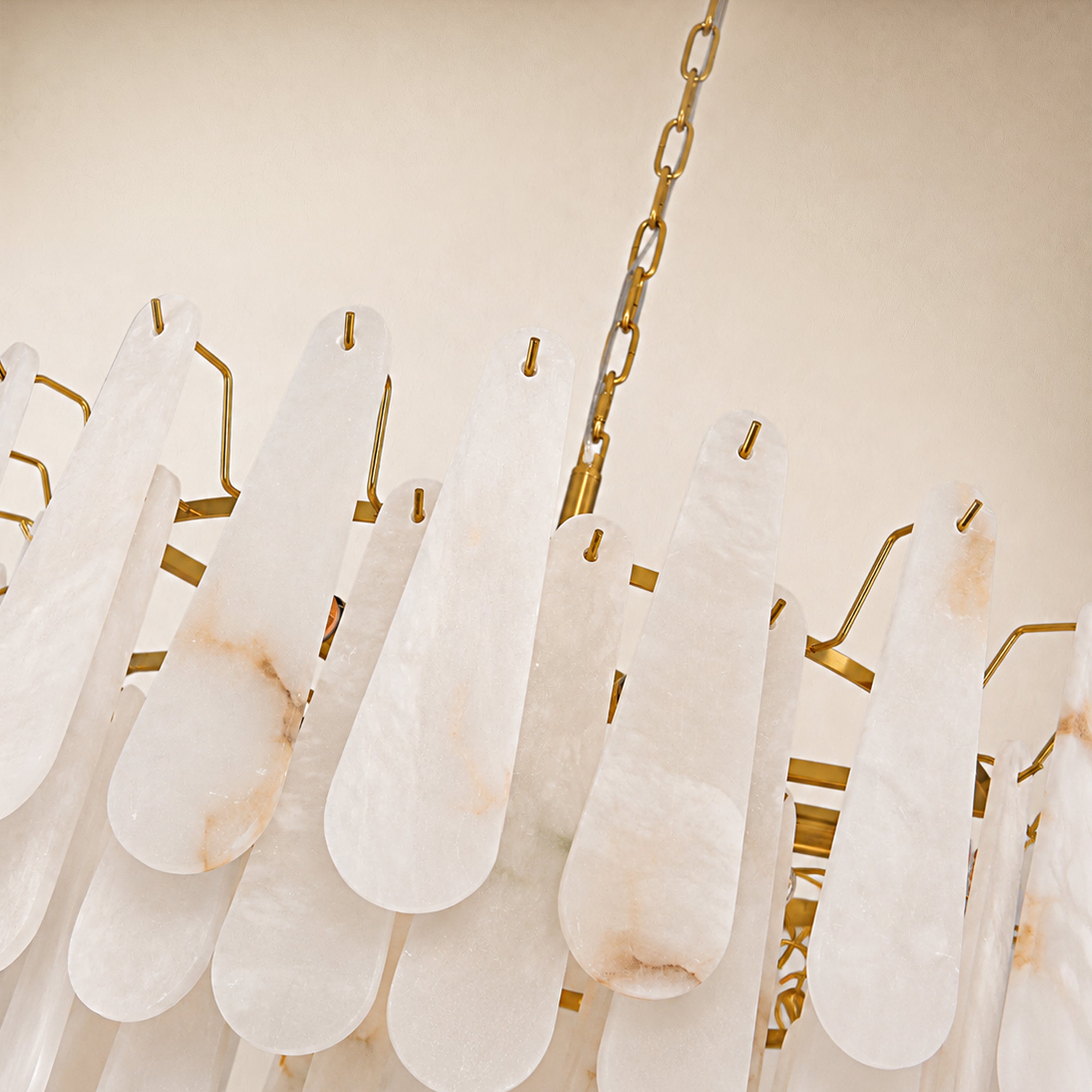 Caldera Alabaster Custom Round Chandelier 48"D 58"D#Finish_Gold