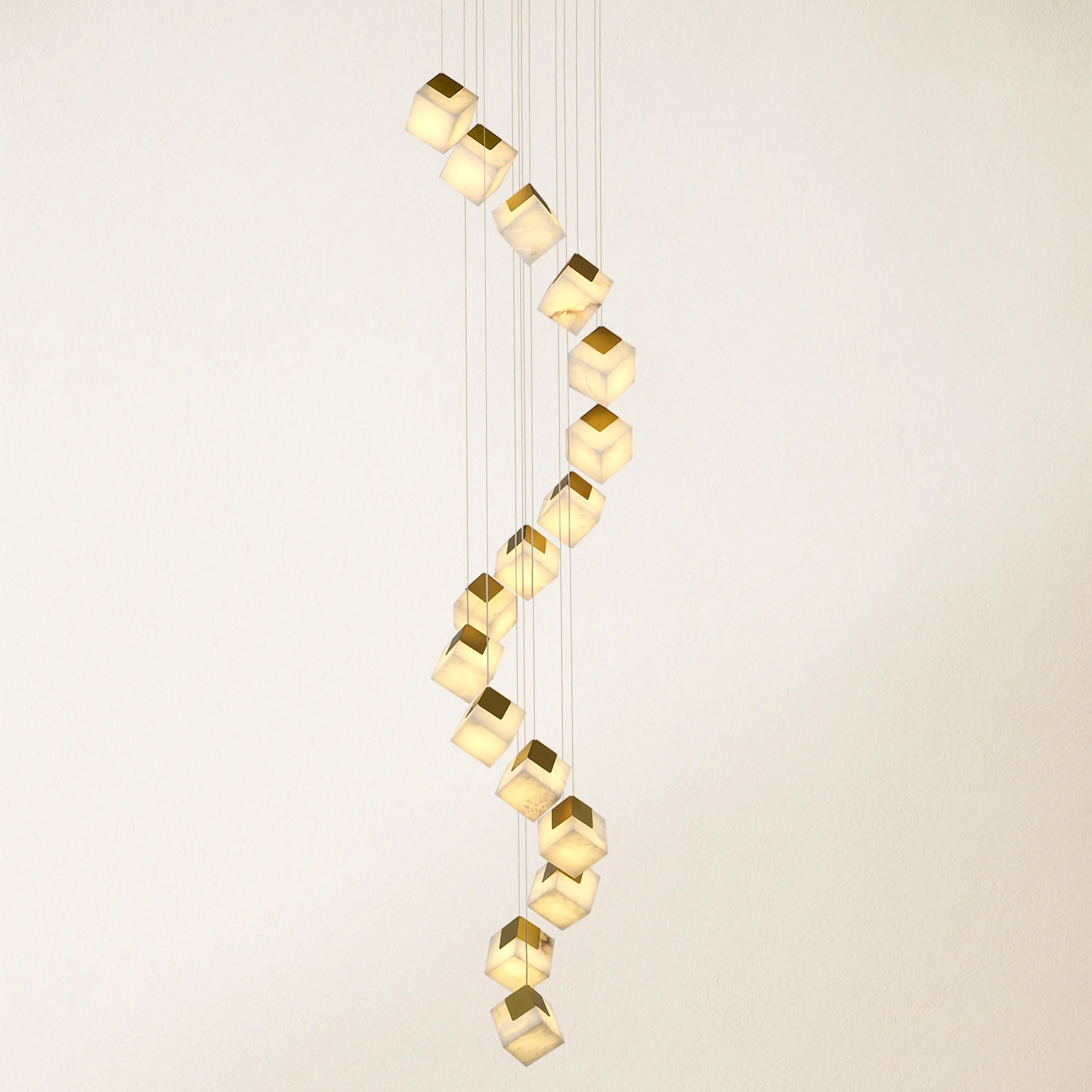Dave Alabaster High Ceiling Staircase Chandelier 20"D