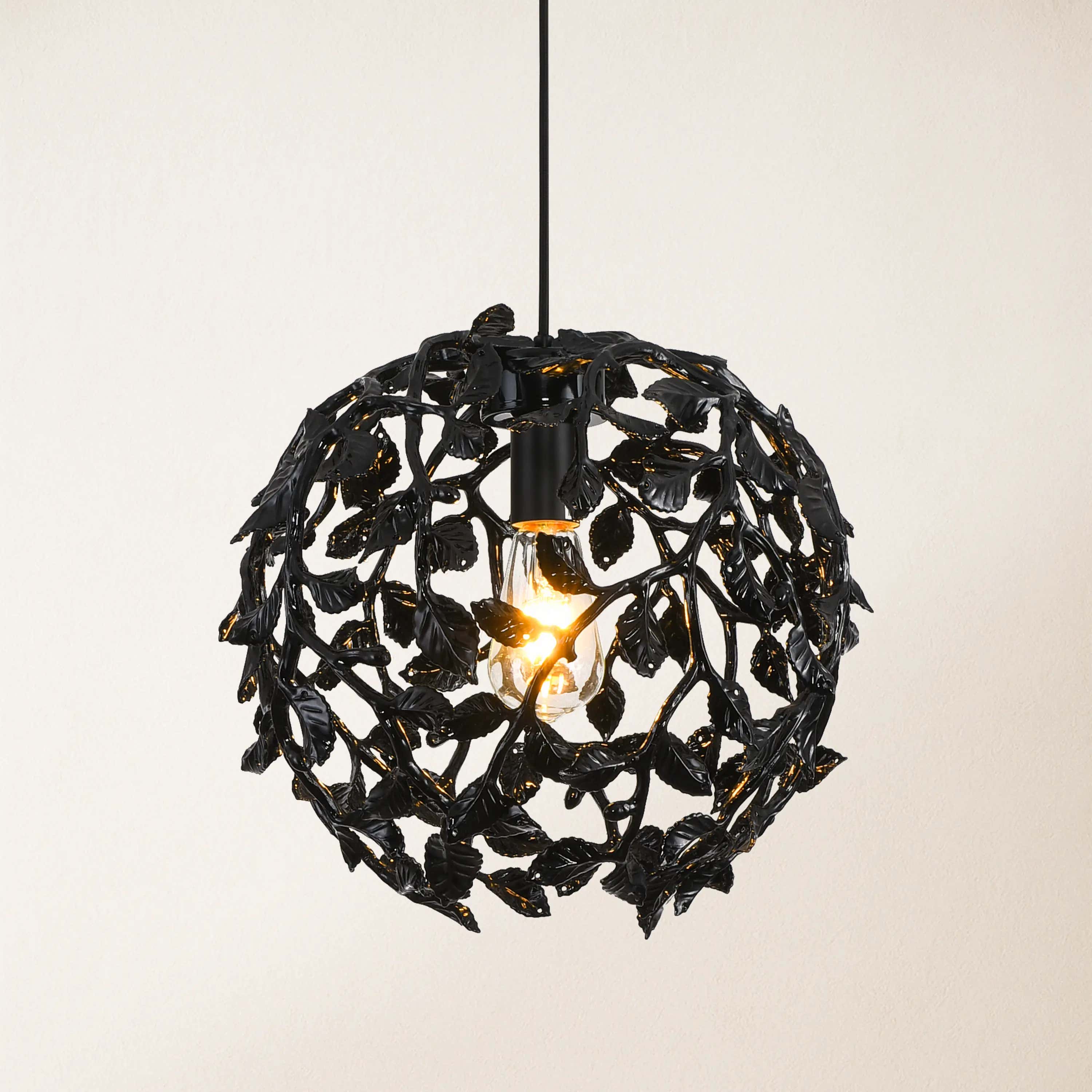 Elara Black Spherical Cage Chandelier 14"D