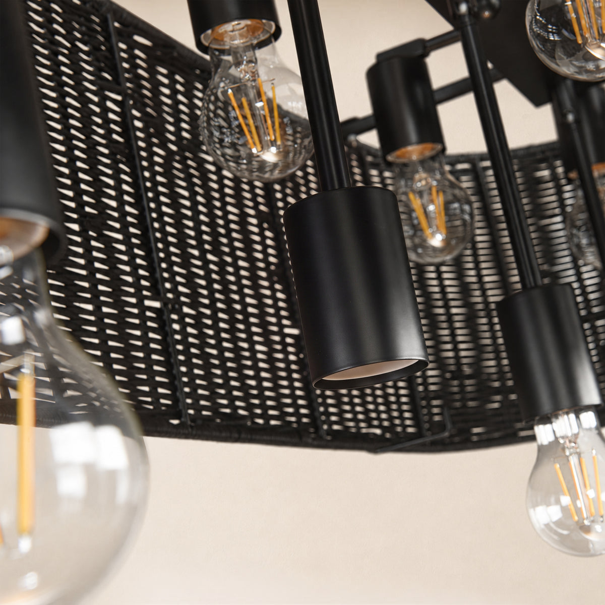Cavana Rattan Tiered Rectangular Chandelier 53.9"W