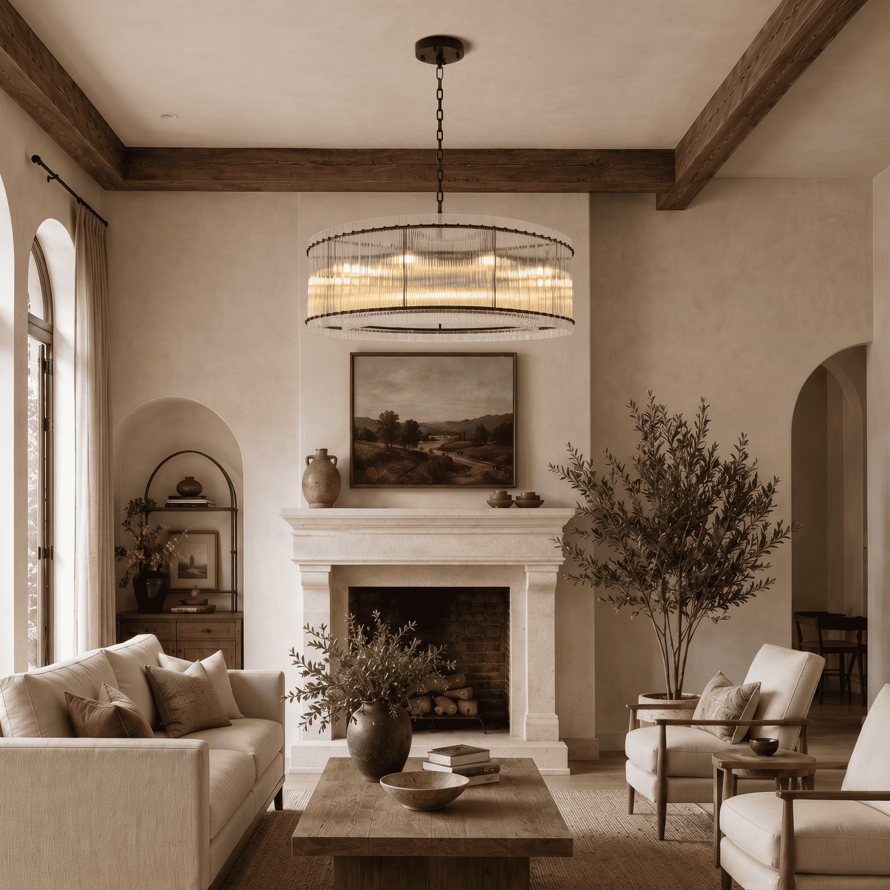 Solvayne Ribbed Glass Round Chandelier 48"D