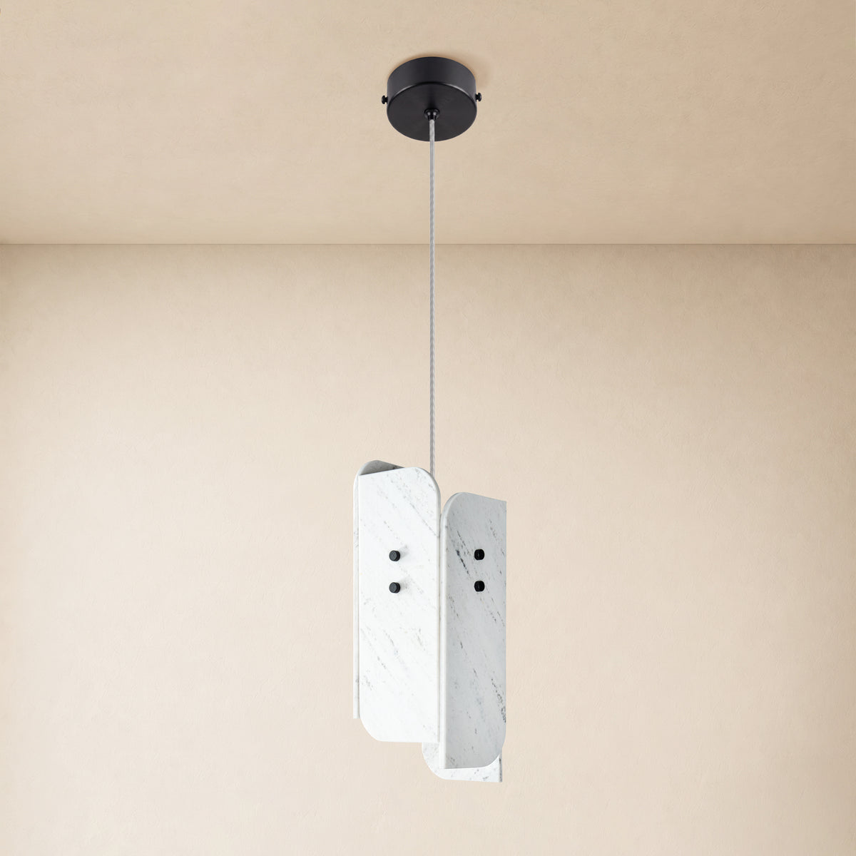 Pietra White Marble Oval Pendant Light 6"D