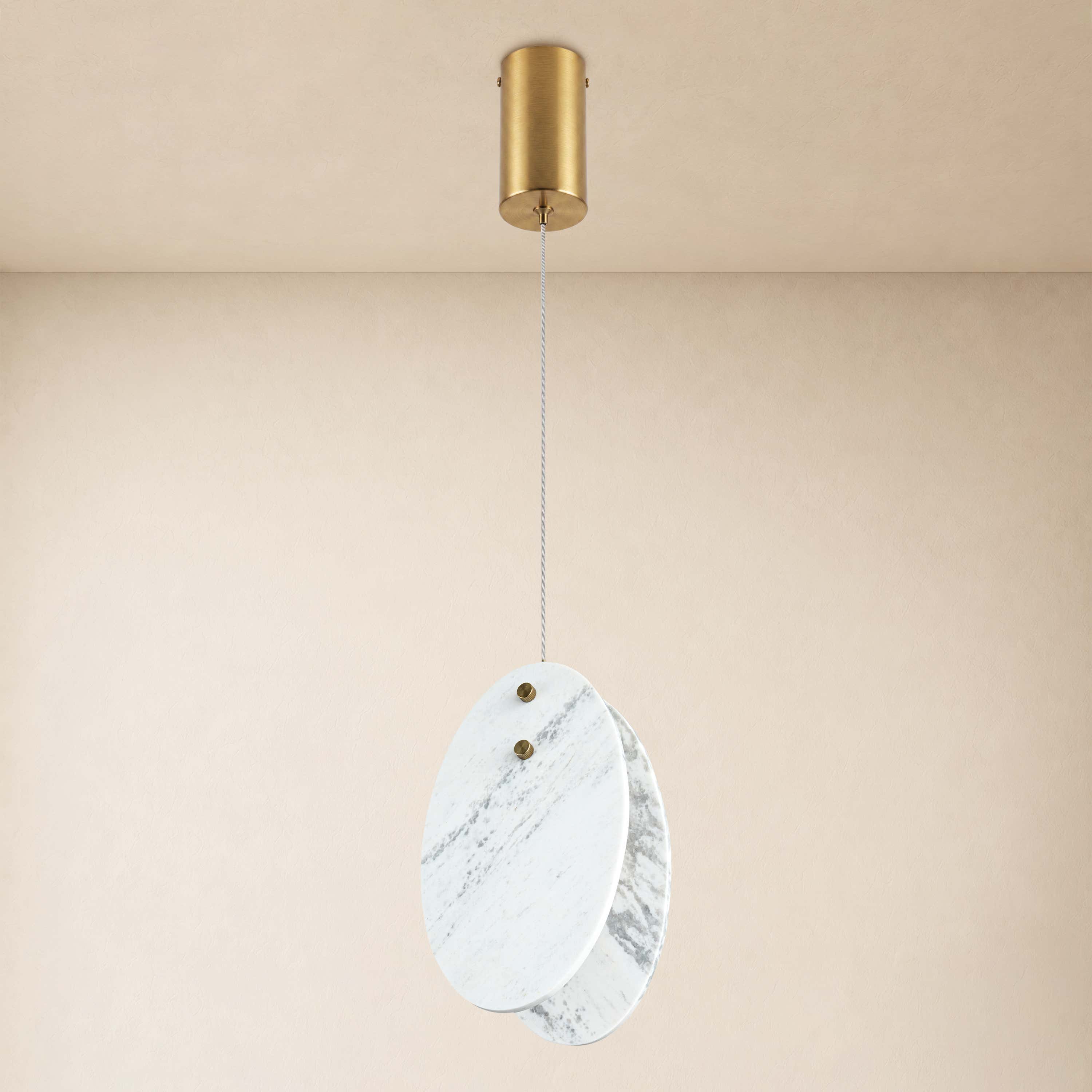 Pietra White Stone Oval Pendant 10"H