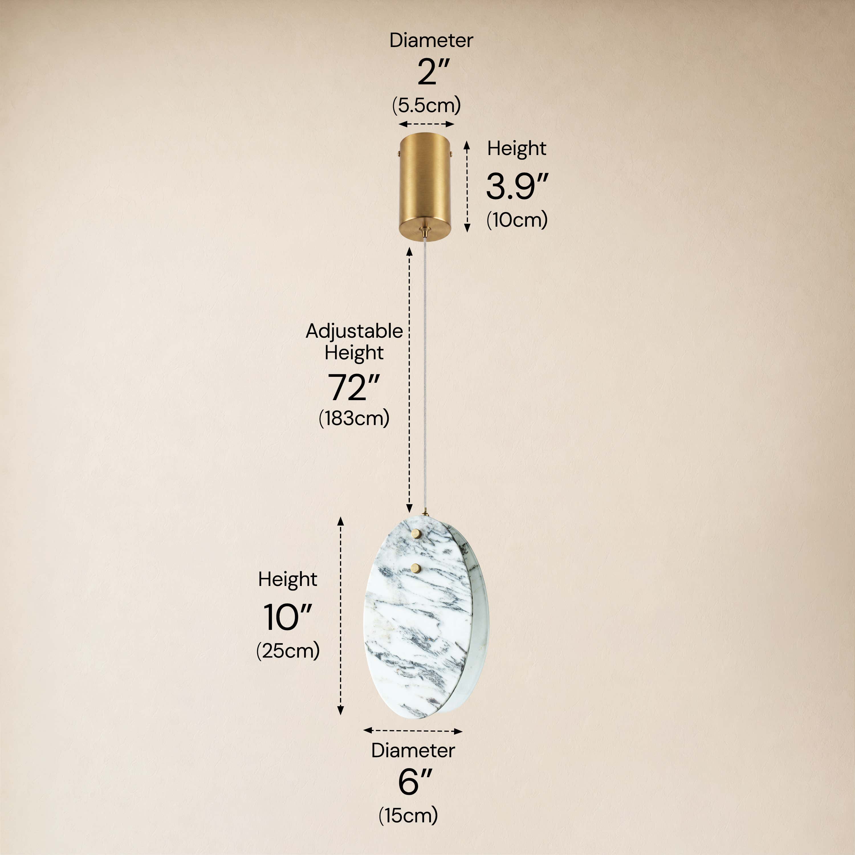 Pietra Eastern White Stone Oval Pendant 10"H