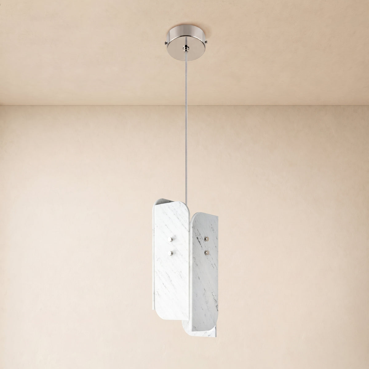 Pietra White Marble Oval Pendant Light 6"D