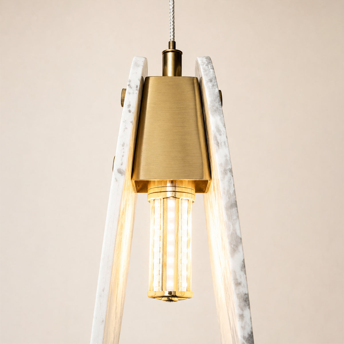 Pietra White Stone Oval Pendant 10"H