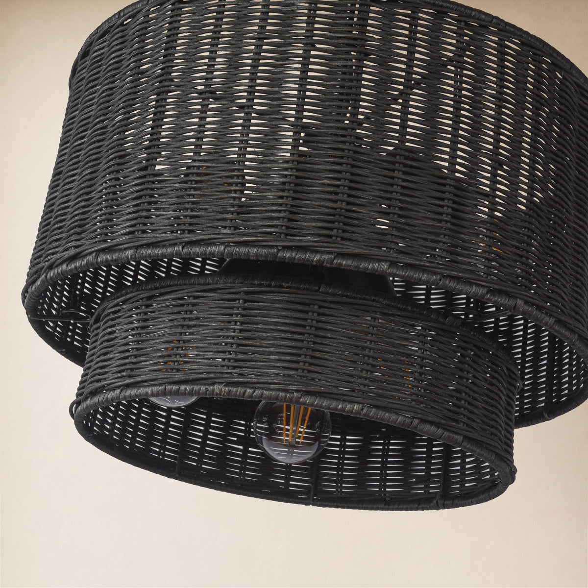 Cavana Rattan Tiered Round Pendant 16.1"D
