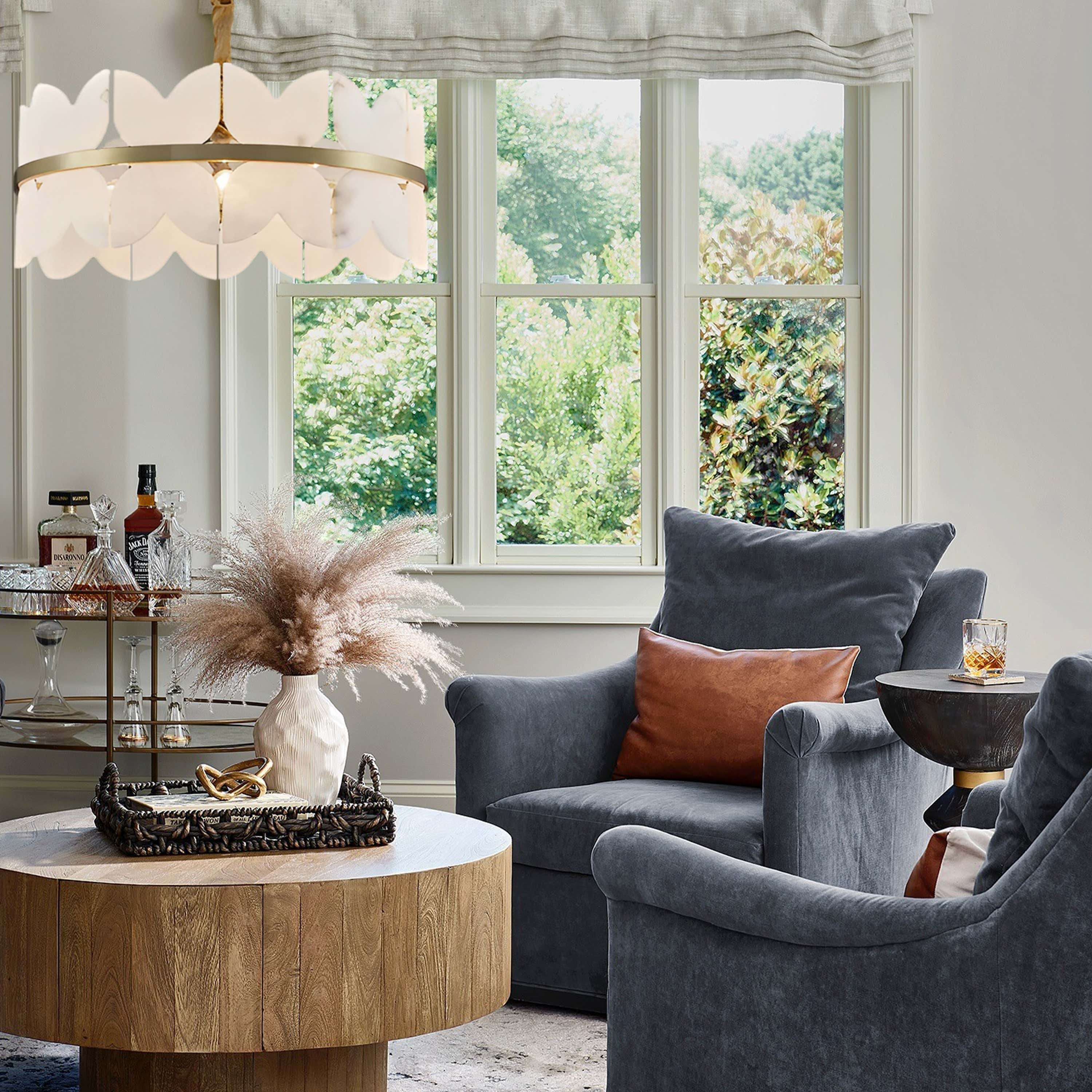 Cloudscape Alabaster Brass 1-Layer Chandelier 24"D