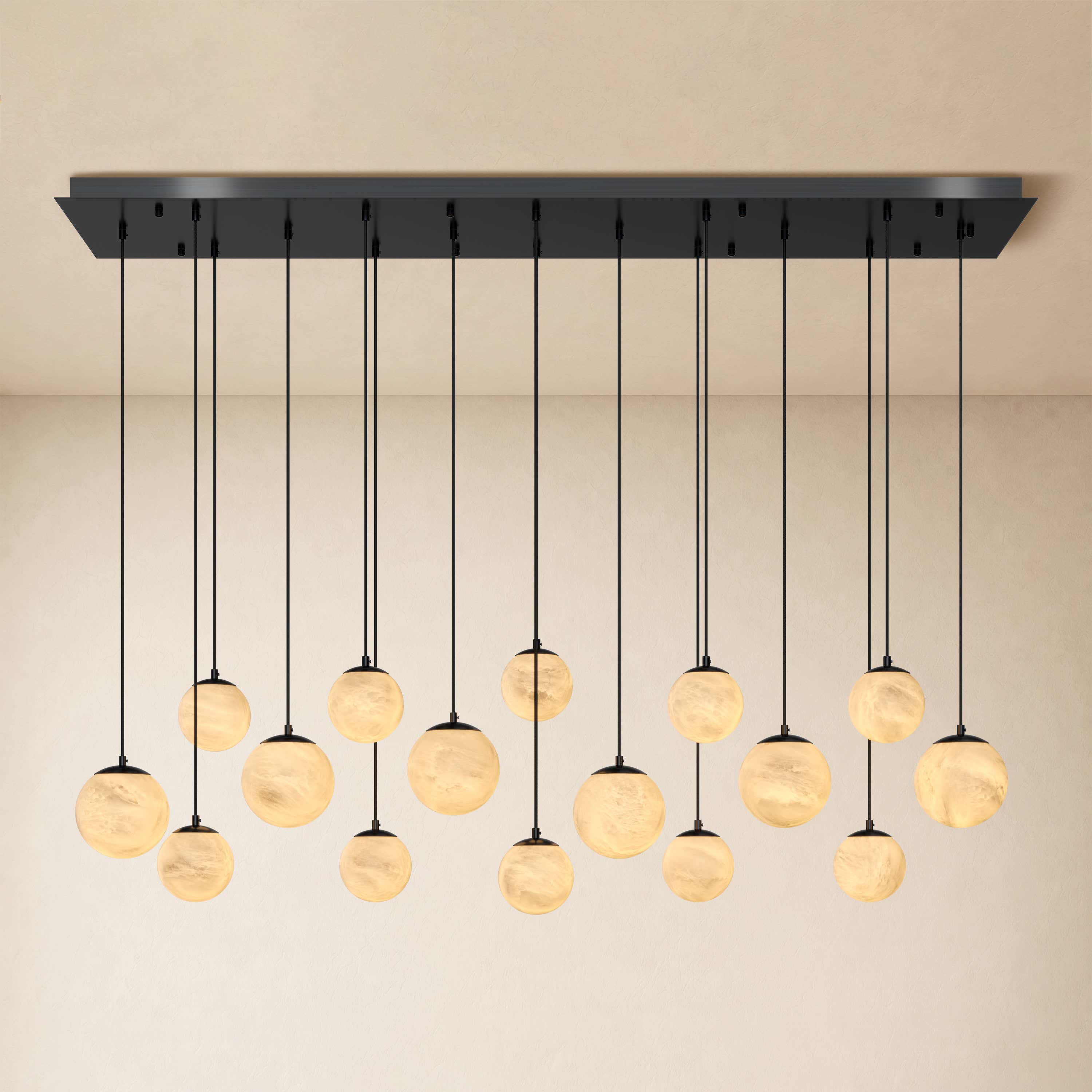 Elviora Resin Alabaster Globe Rectangular Chandelier