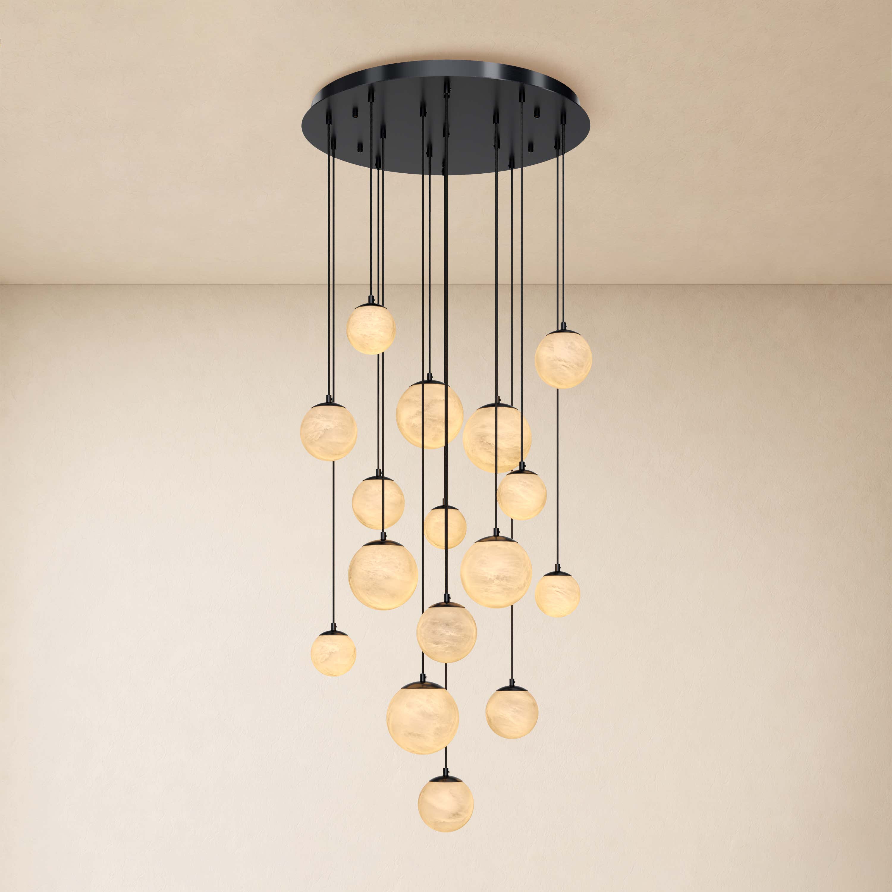Elviora Resin Alabaster Globe Round Chandelier