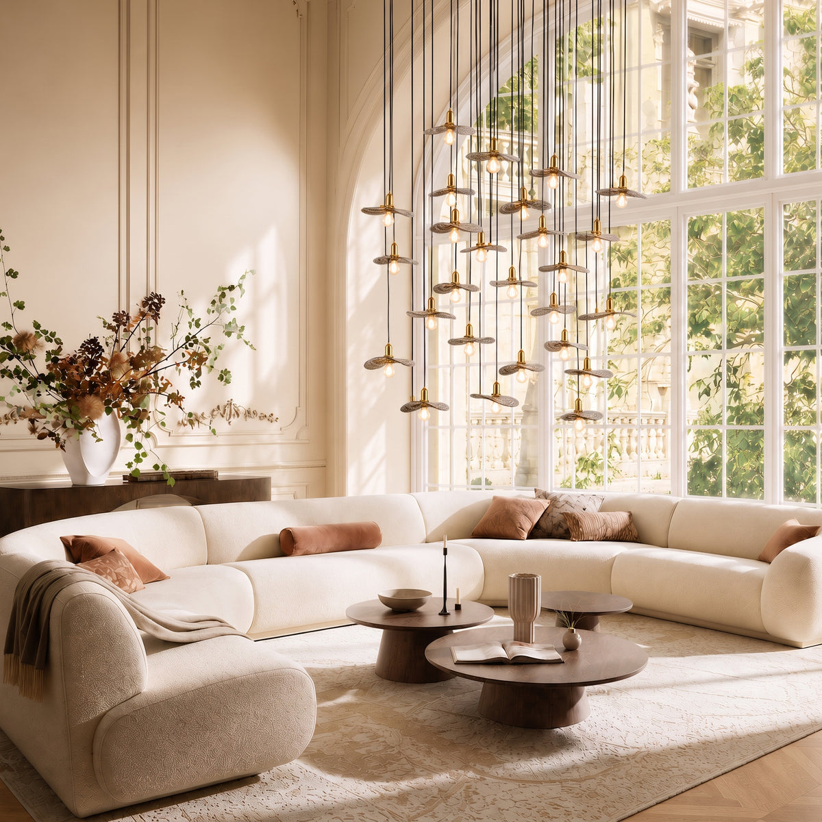 Mirelune Glass Disc Round Chandelier 48"D