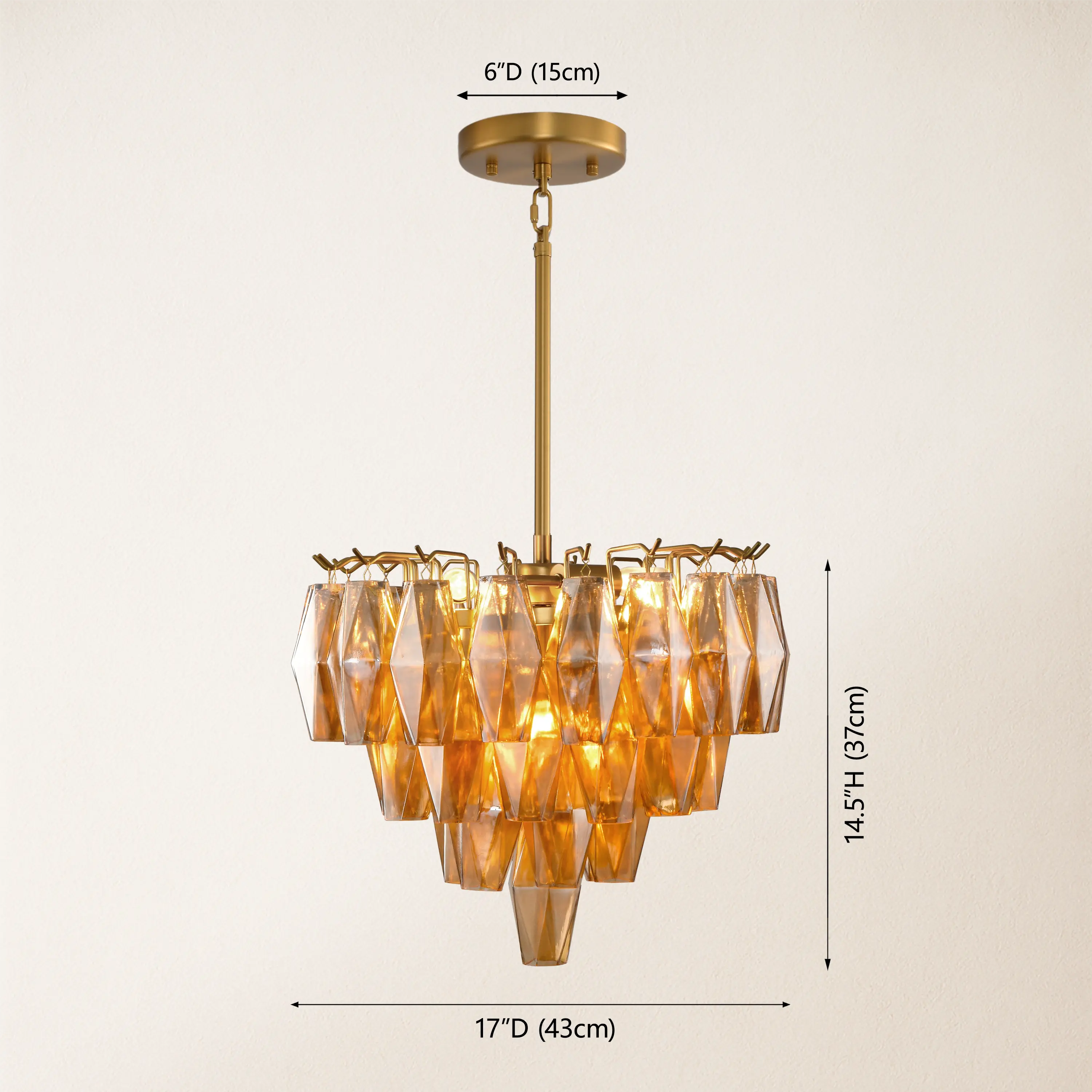 Celestial Drop Round Glass Pendant 17"D