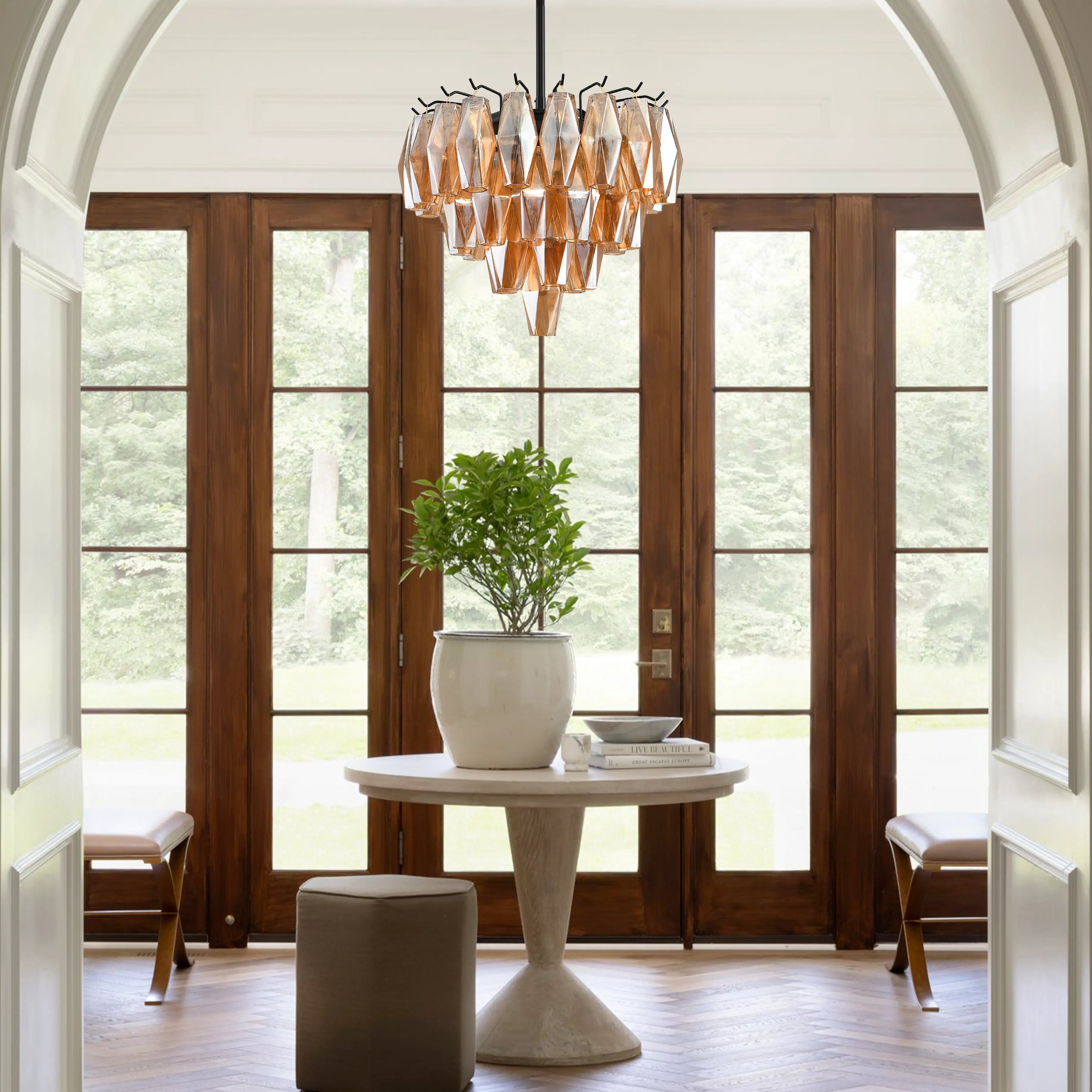 Celestial Drop Round Glass Pendant 17"D