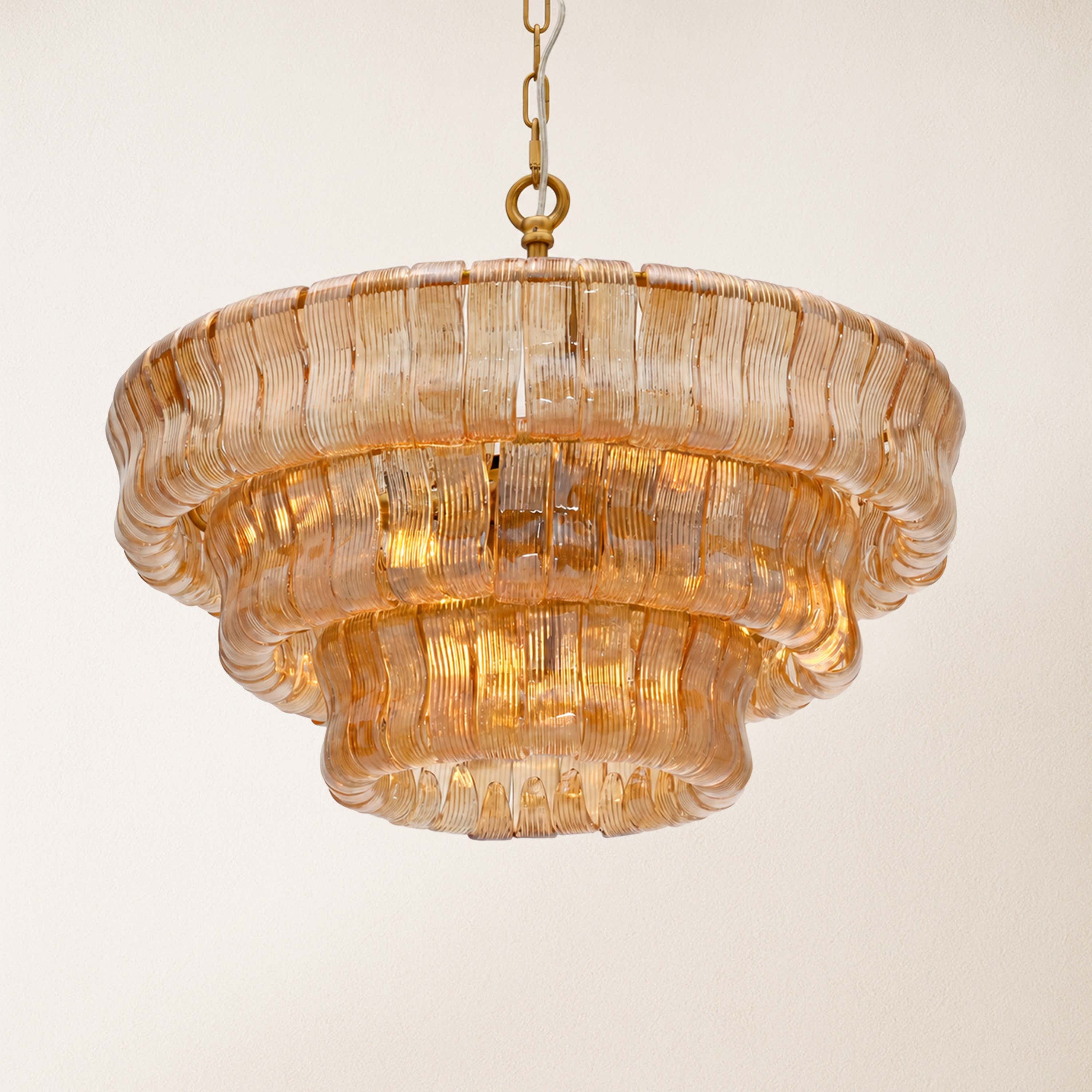 Ondalia Tiered Glass Round Chandelier 24"D