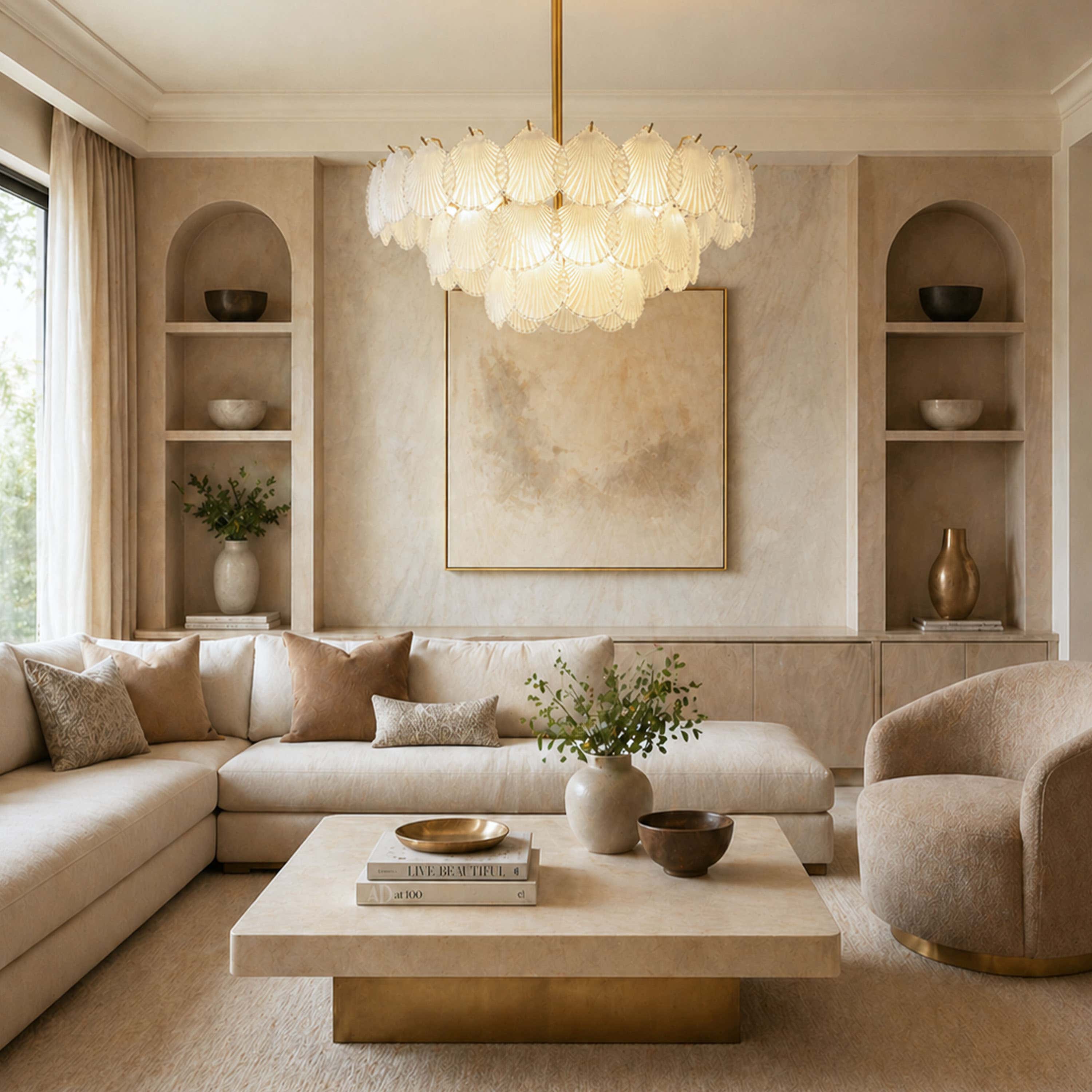 Marivelle Luxury Shell Glass Chandelier