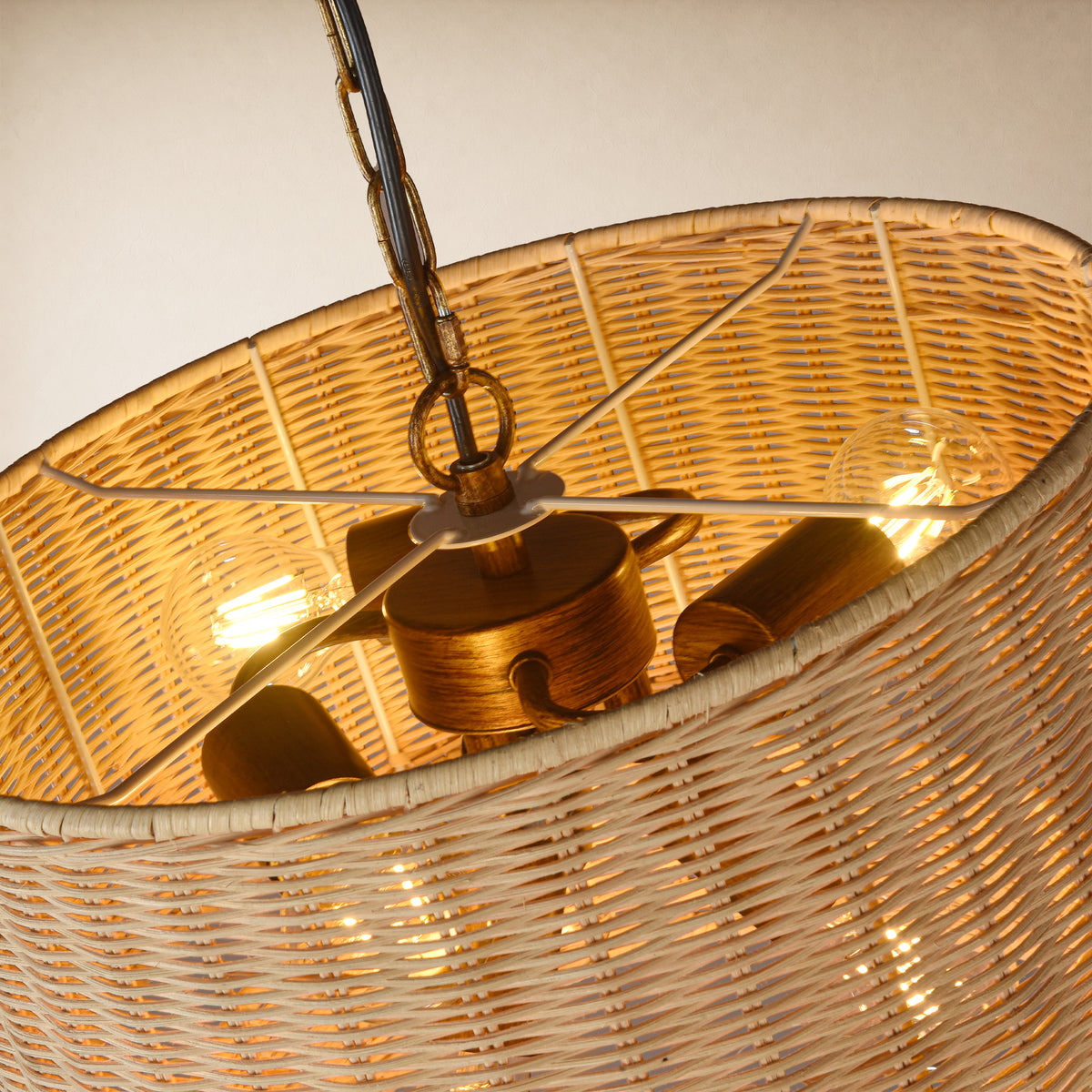 Cavana Rattan Tiered Round Pendant 16.1"D