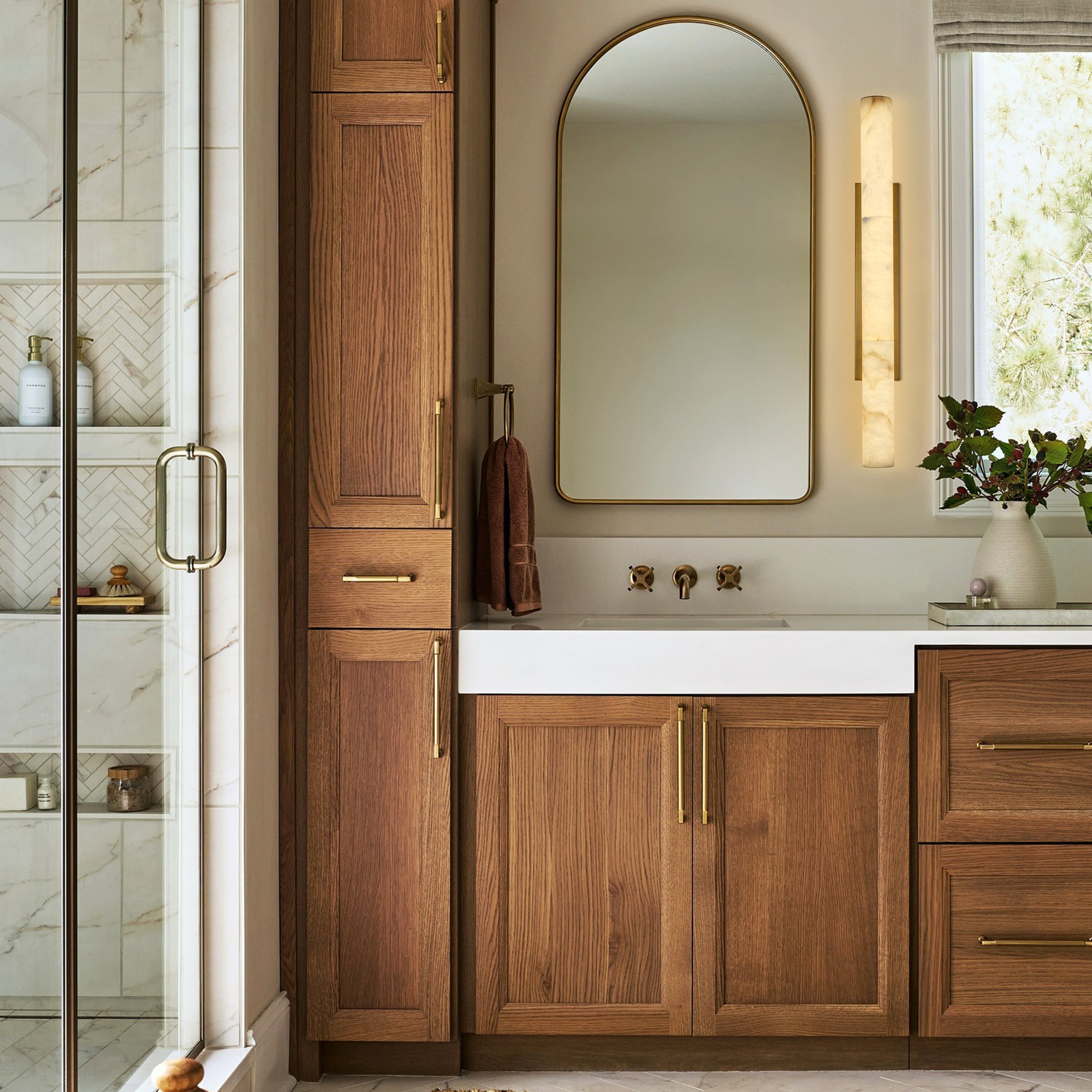 Sylvia Palladian Alabaster Wall Sconce 36"H