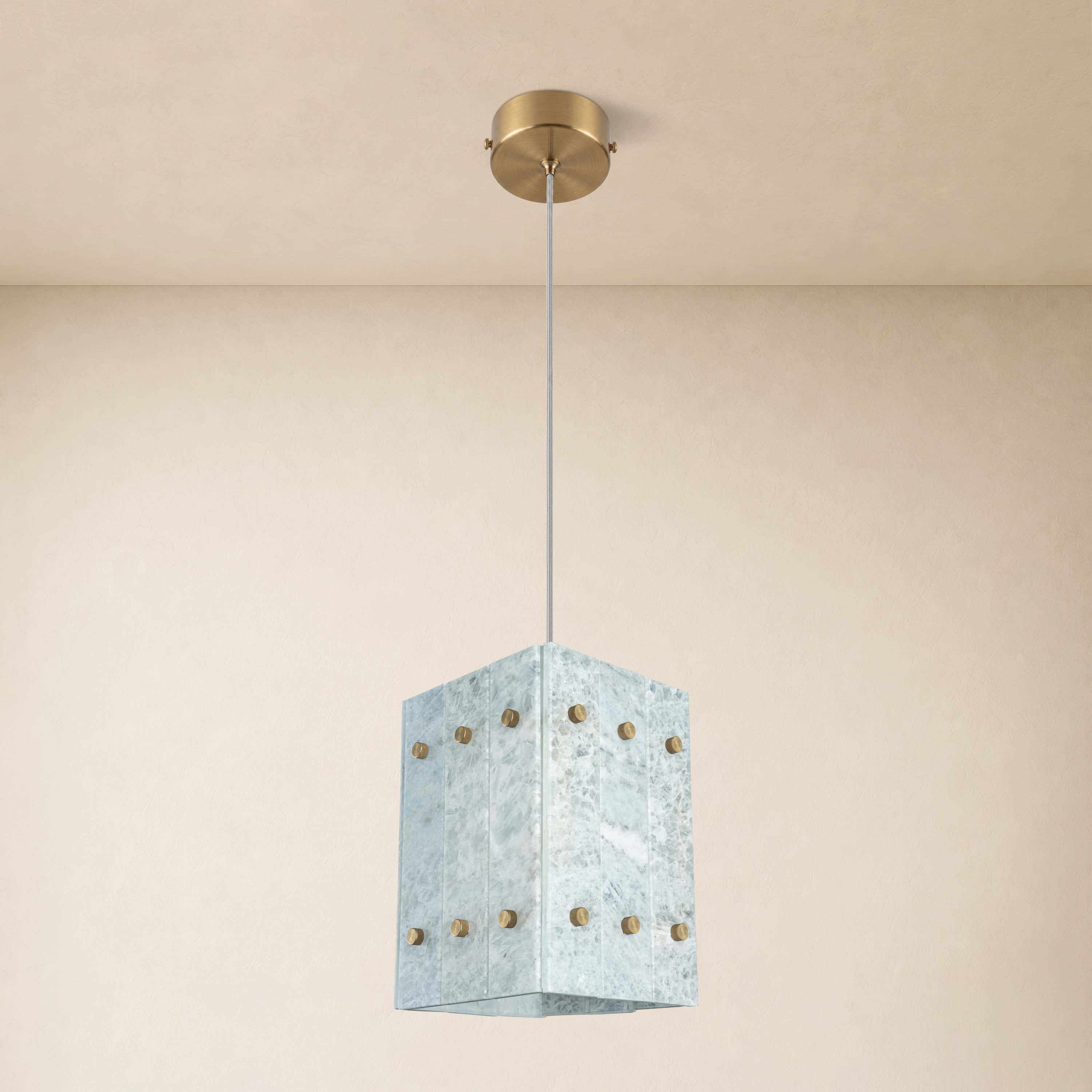 Pietra Blue Marble Box Pendant 6.6"W