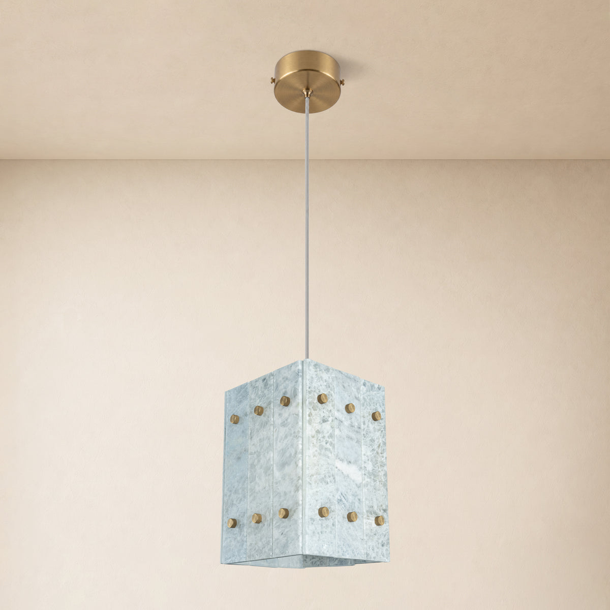 Pietra Blue Marble Box Pendant 6.6"W
