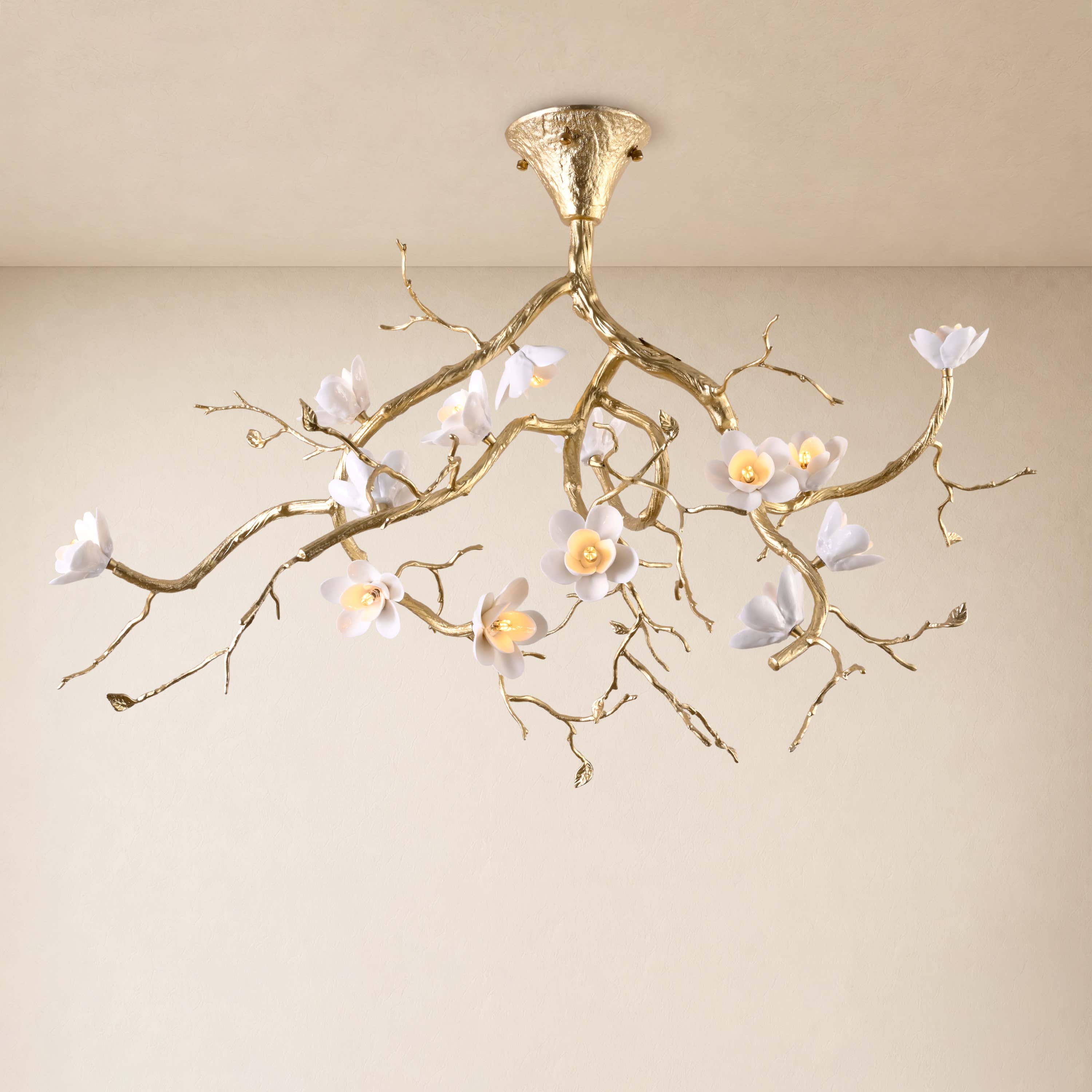 Floravine Ceramic Floral Branch Chandelier 47.2"W