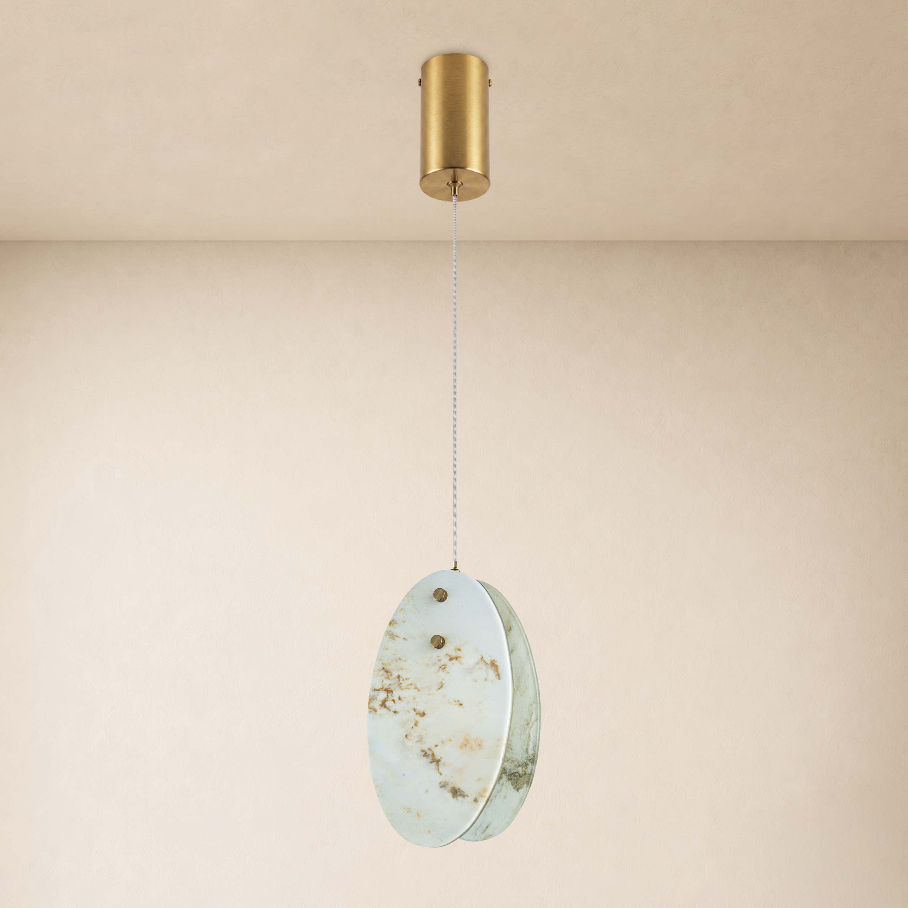 Pietra Marble Oval Pendant Light 5.9"D