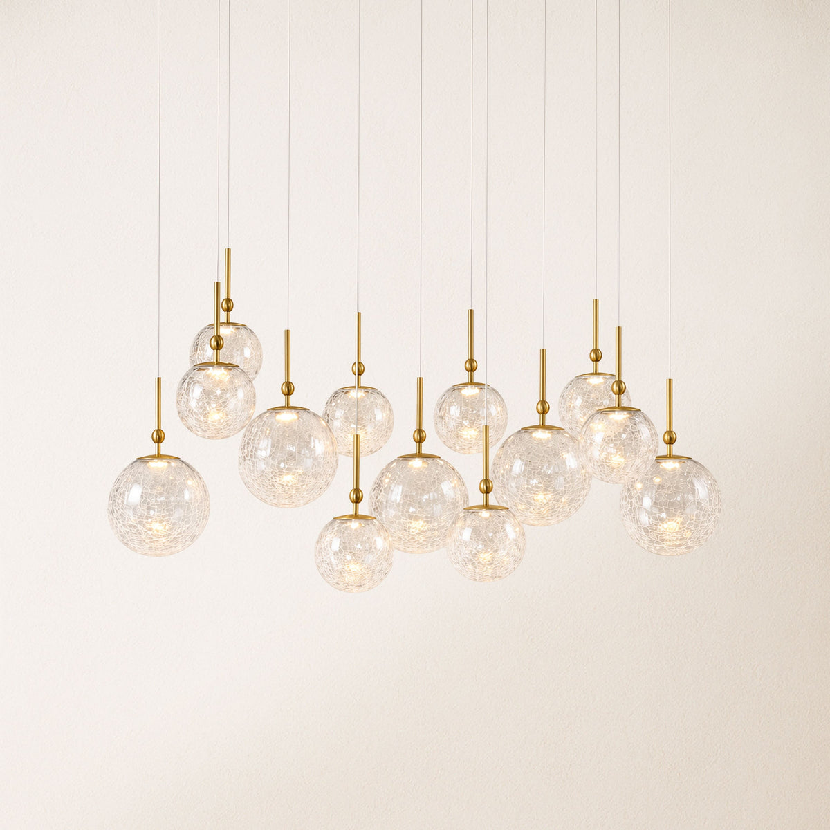 Elowen Crackled Glass Cluster Rectangular Chandelier