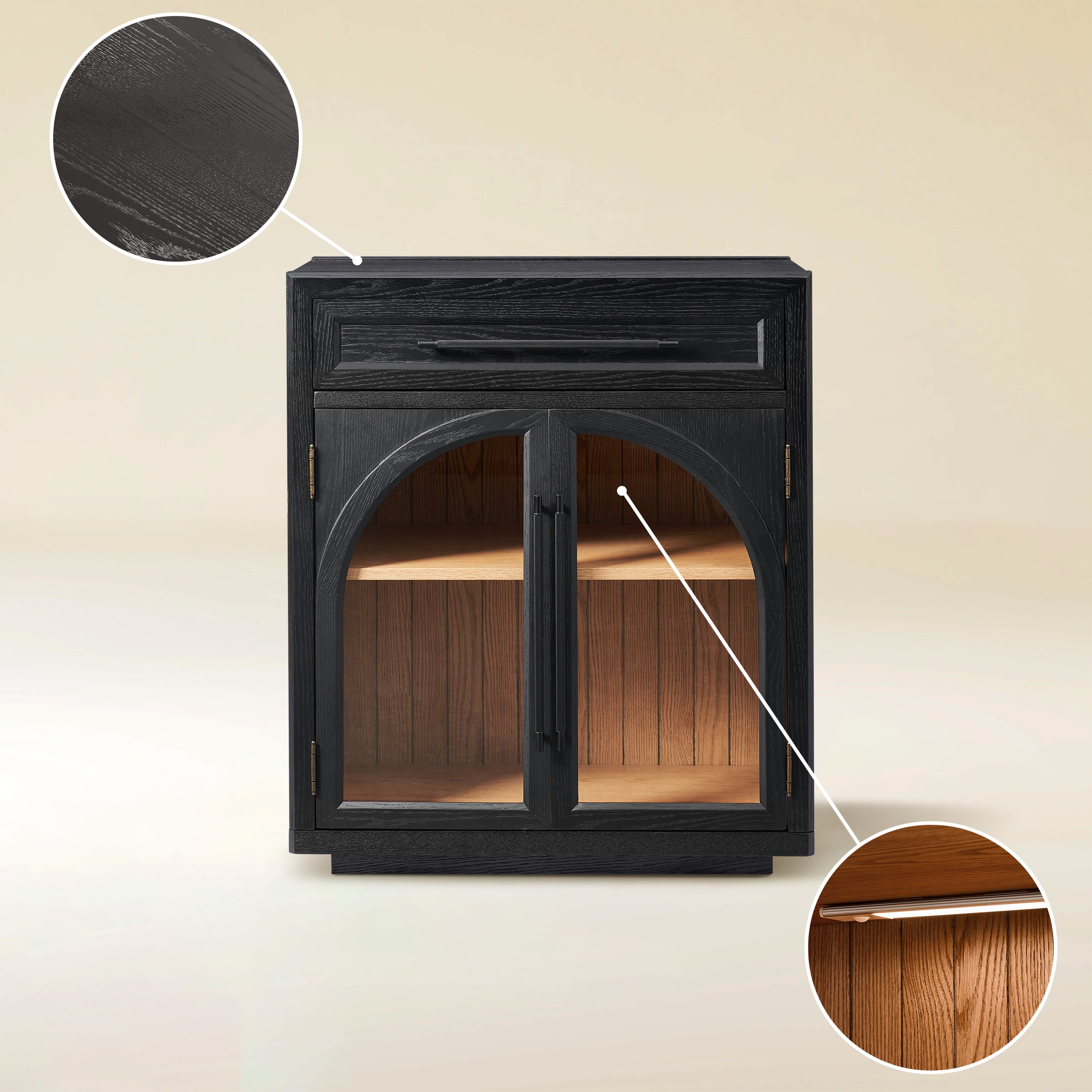Alvar Arched 64" Oak Sideboard with Drawers(Set of 2)