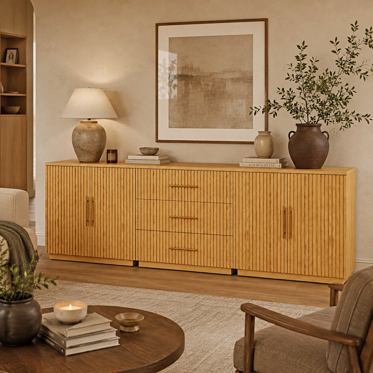 Holt Oak Modular Media Console (Set of 3)