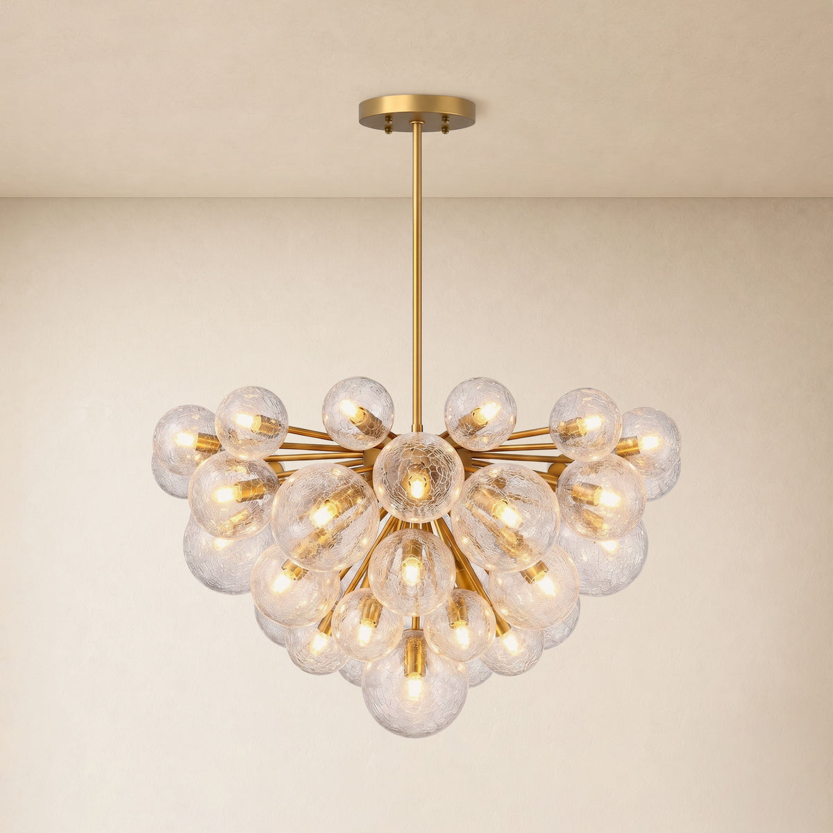 Elowen Crackled Glass Cluster Round Chandelier 24" 35"D